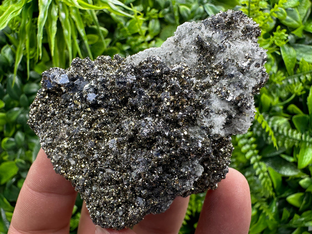 Galena Pyrite on Quartz Crystal Cluster - Borieva Mine, Bulgaria