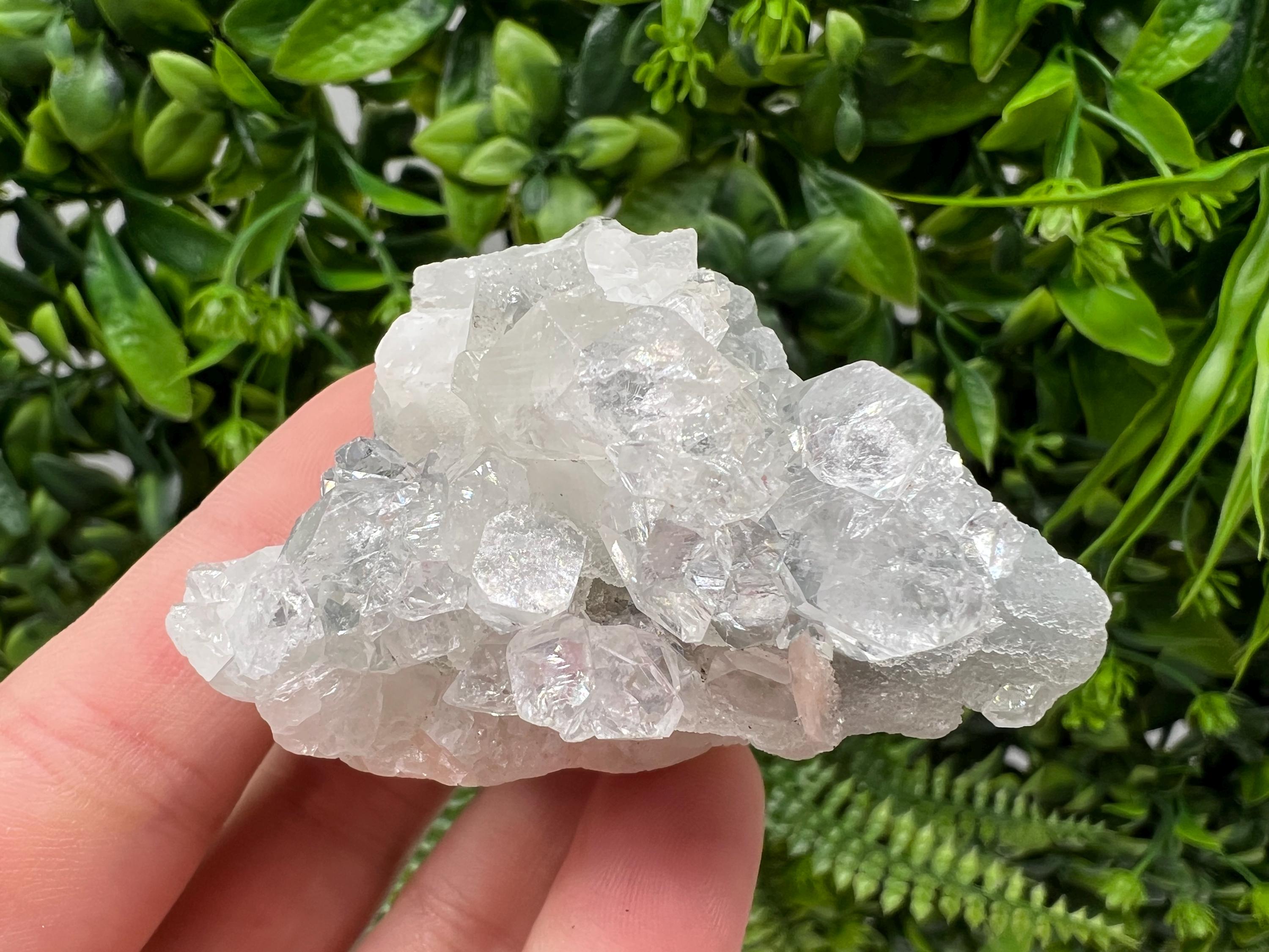 Transparent Apophyllite on Chalcedony, Natural Crystal Specimen, India Minerals