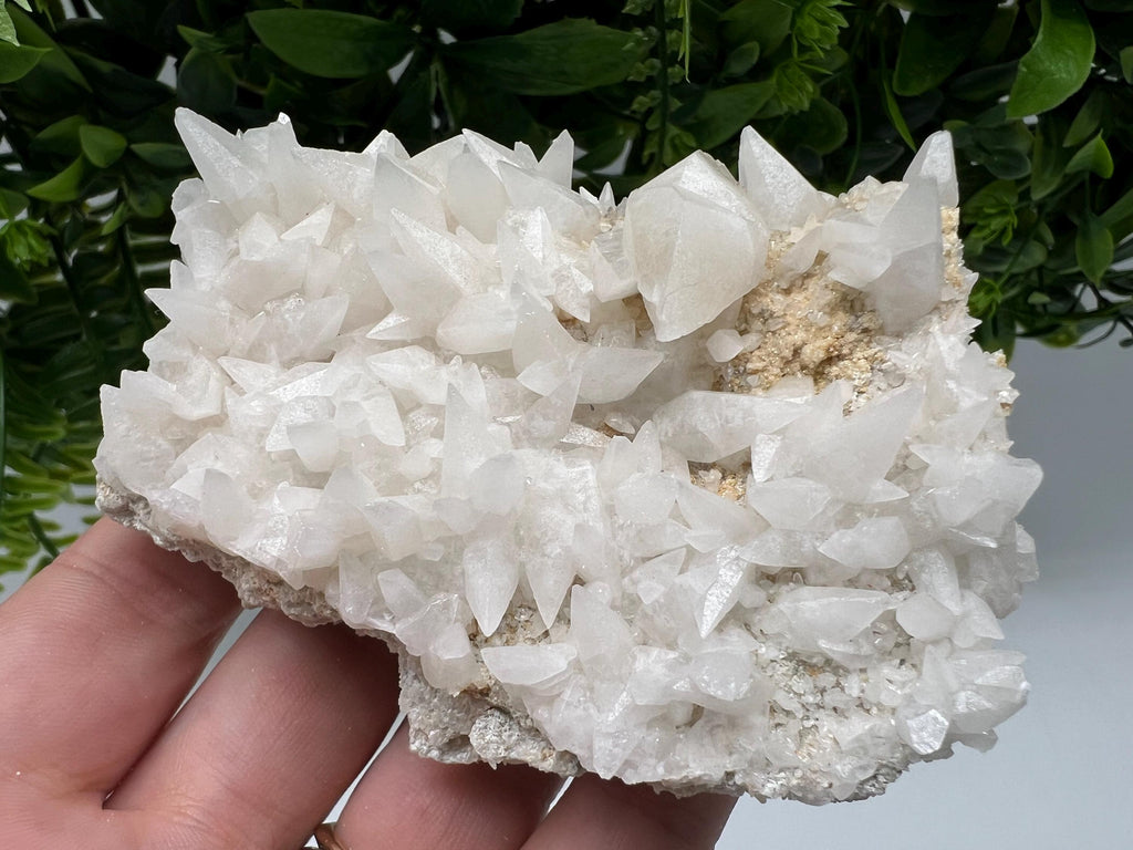Calcite on Green Quartz: Djurcovo Mine, Bulgaria Healing Crystal