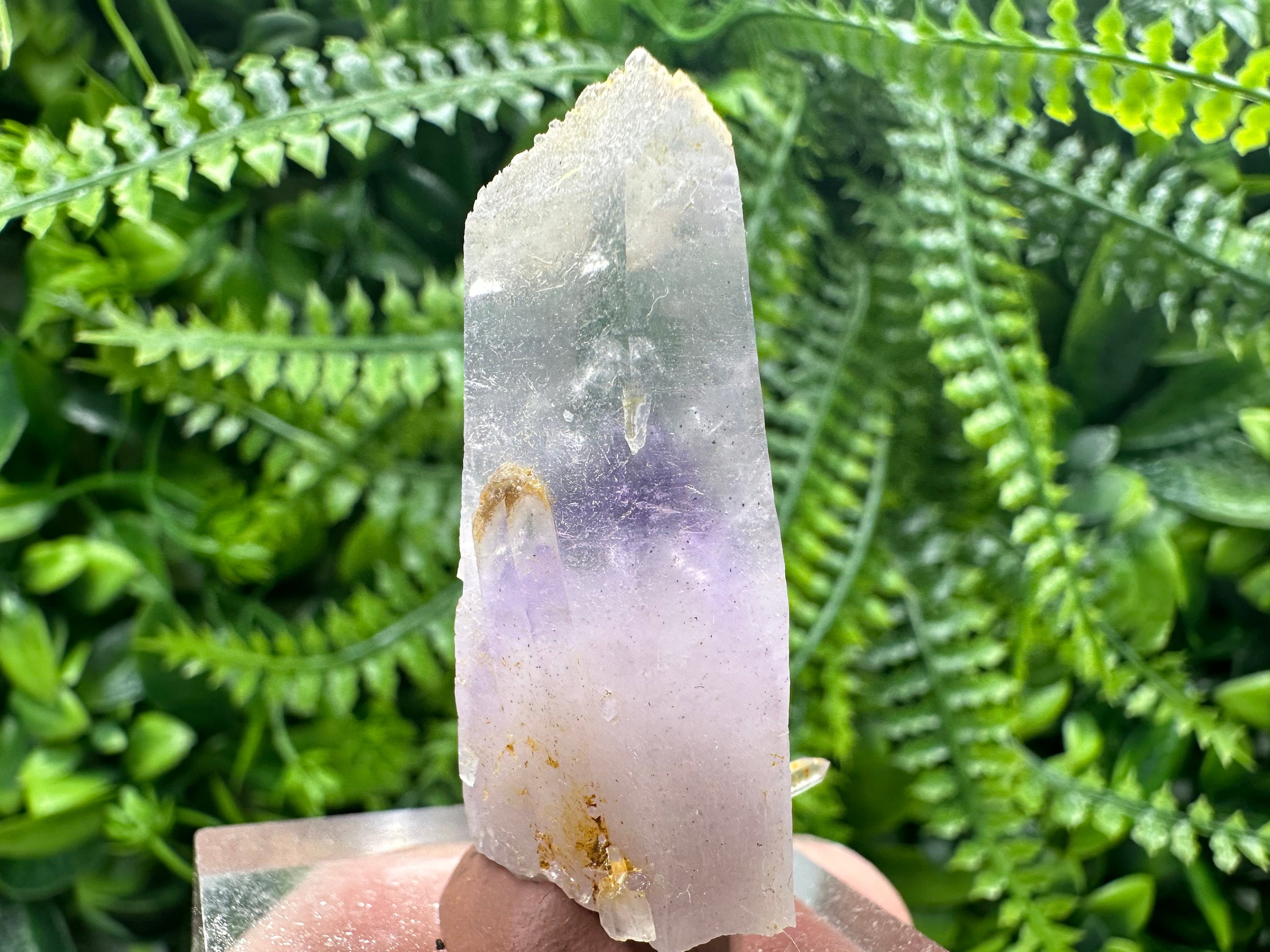 Phantom Amethyst Crystal with Cerussite, Bulgarian Mineral Specimen (4.5cm)
