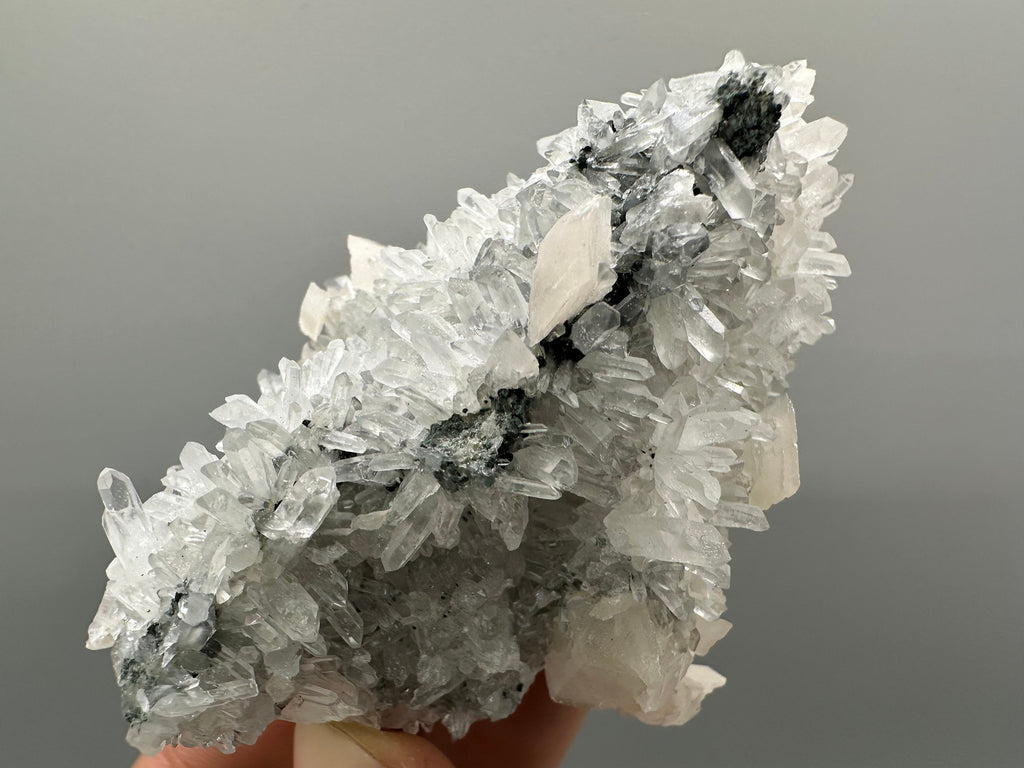 Calcite on Quartz with Chlorite: Natural Crystal Home Decor, Borieva Mine