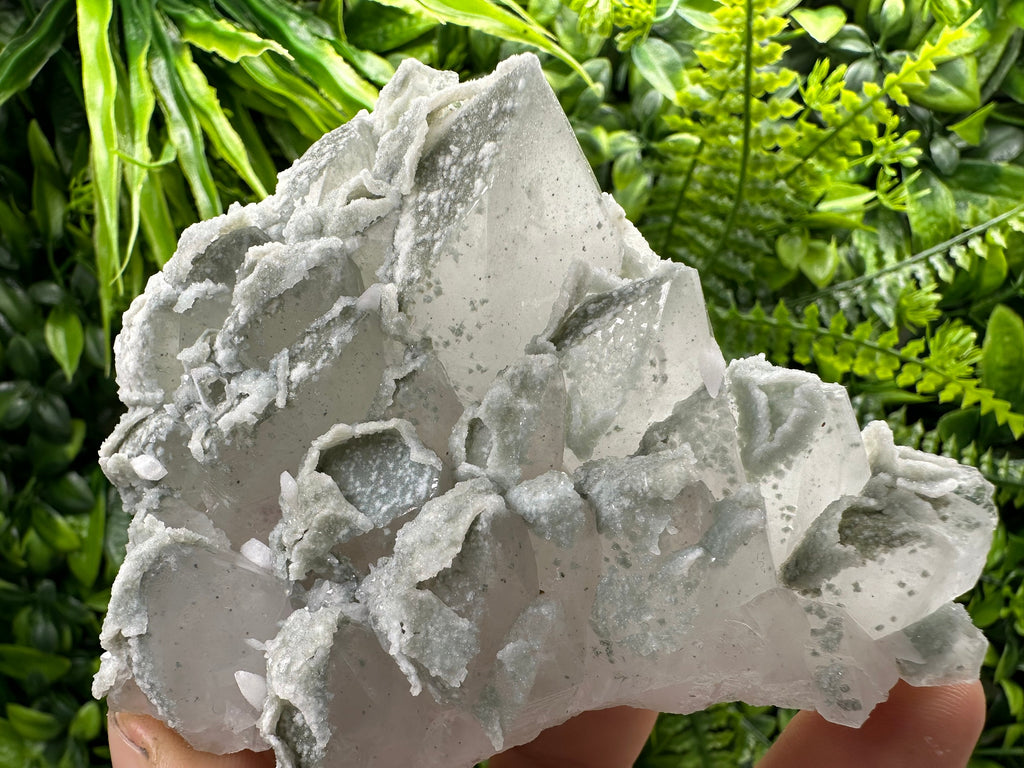 Quartz with Chalcedony and Chlorite: Natural Crystal Decor