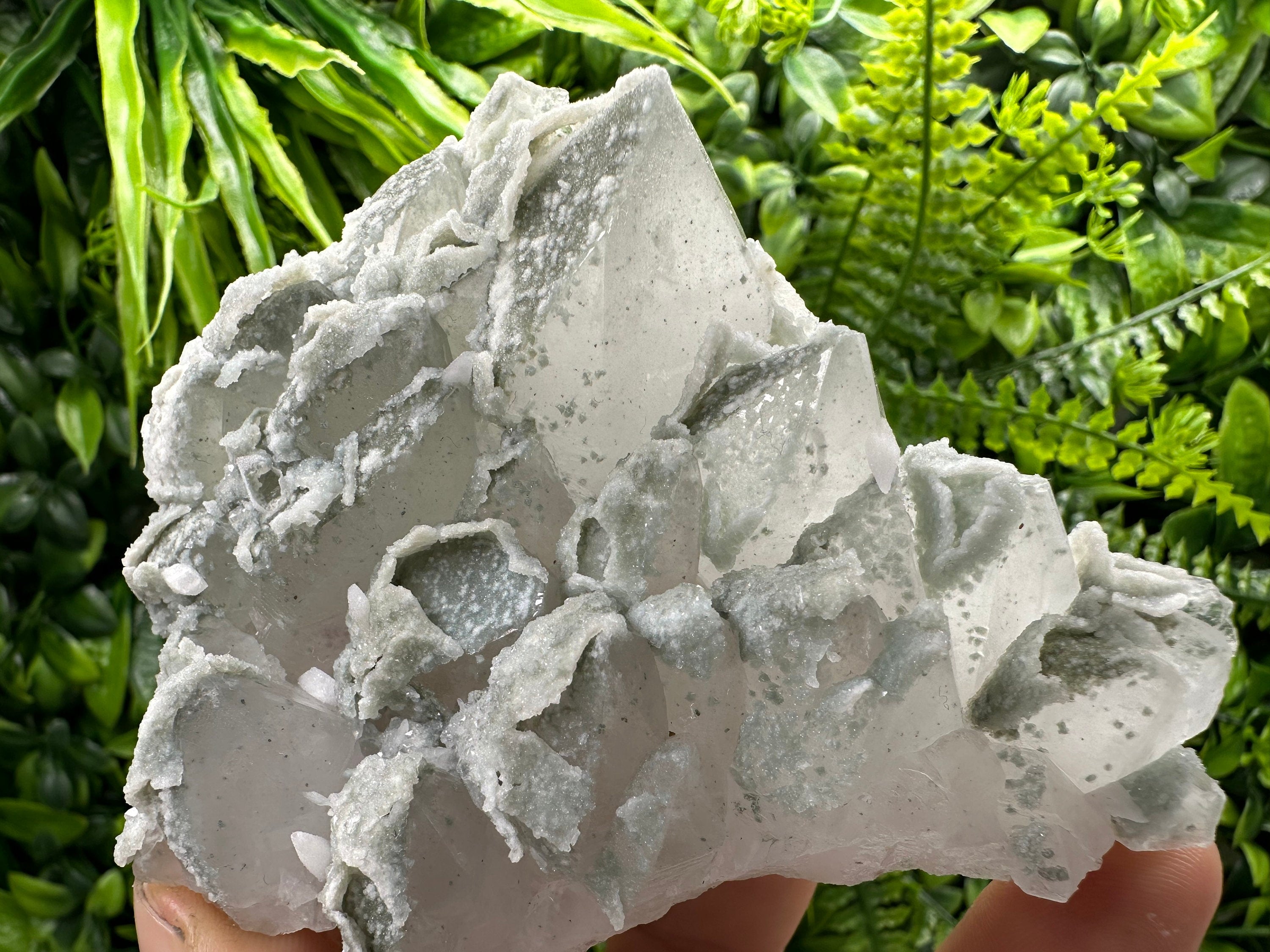 Quartz with Chalcedony and Chlorite: Natural Crystal Decor
