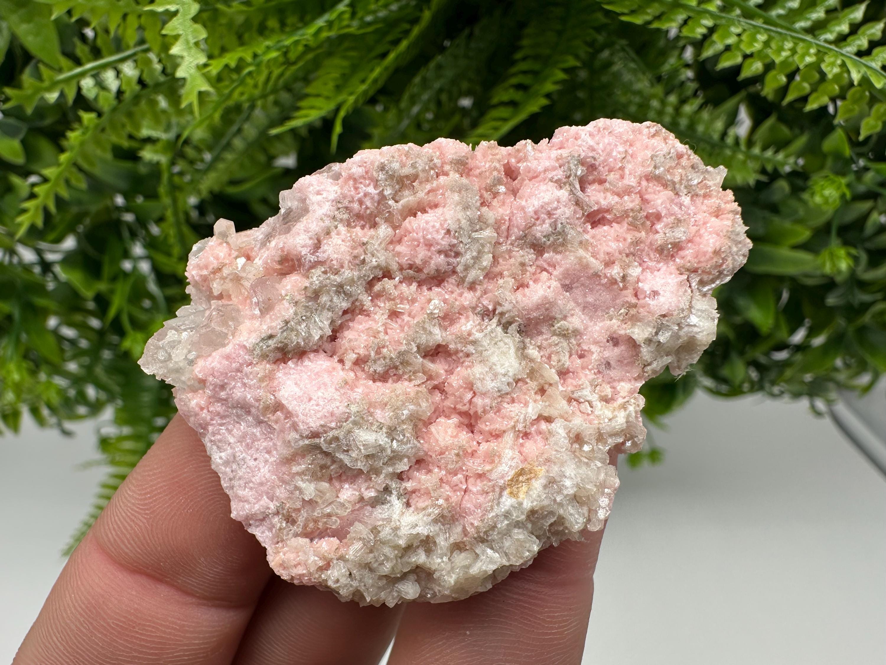 Rhodochrosite on Quartz: Pink Mineral Specimen, Starnica Mine