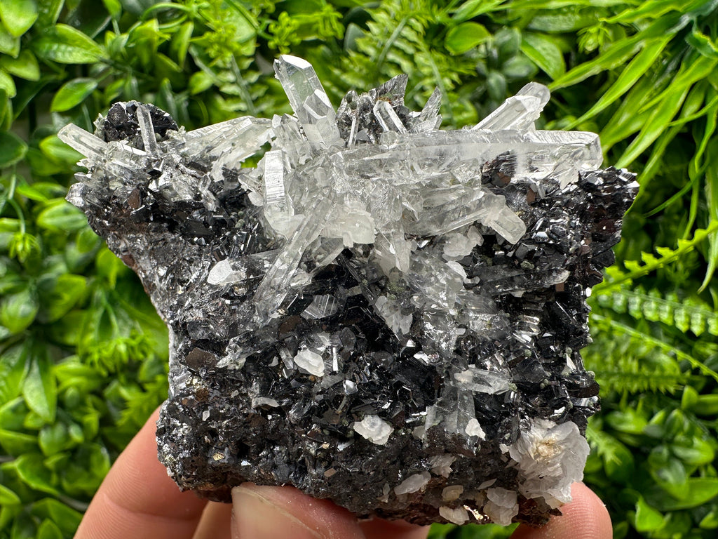 Quartz Calcite on Sphalerite: Natural Crystal Mineral Decor