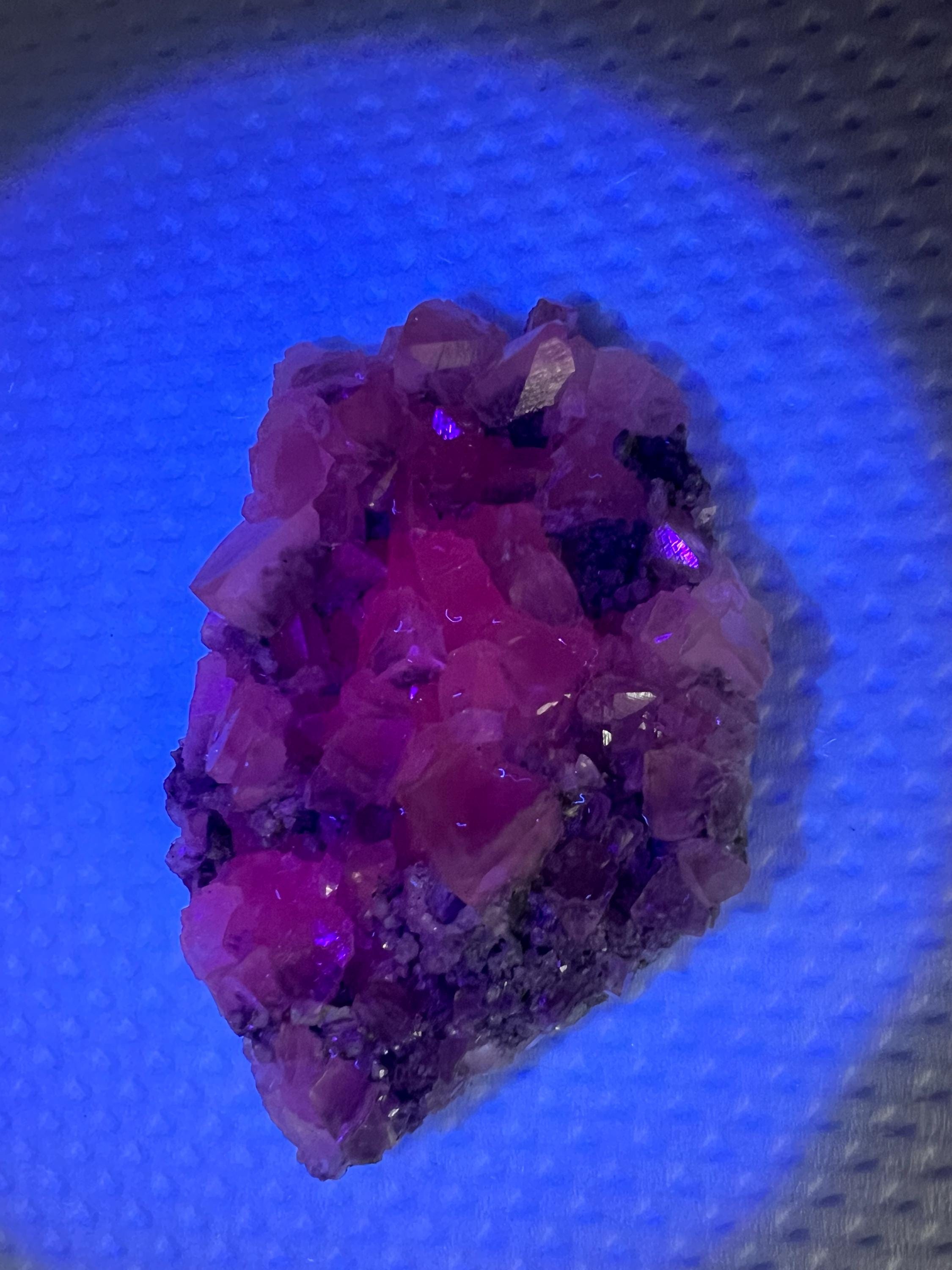 UV Reactive Mangano Calcite Crystal: Androvo Mine, Bulgaria