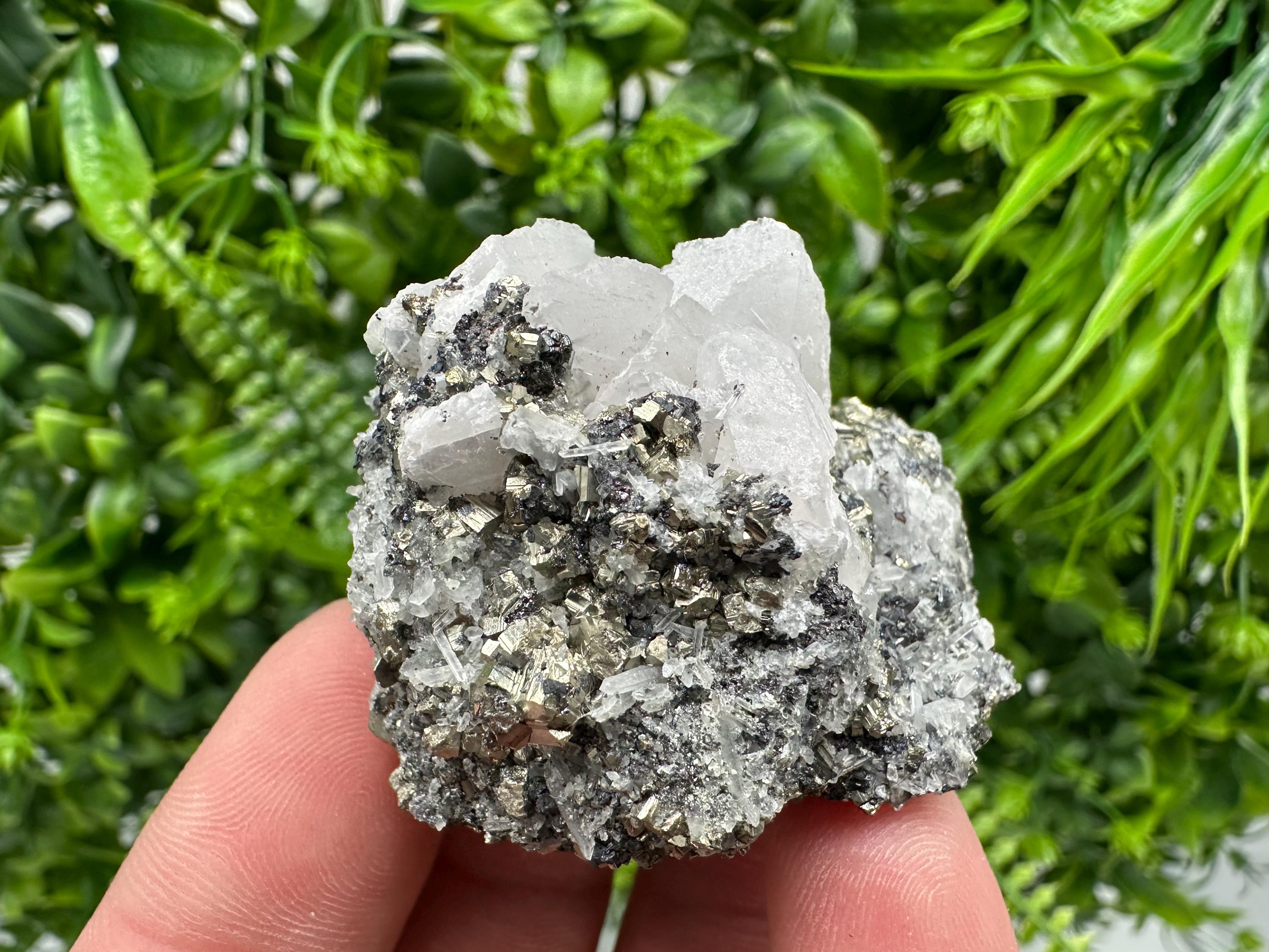 Pyrite on Green Quartz, Borieva Mine Mineral Specimen