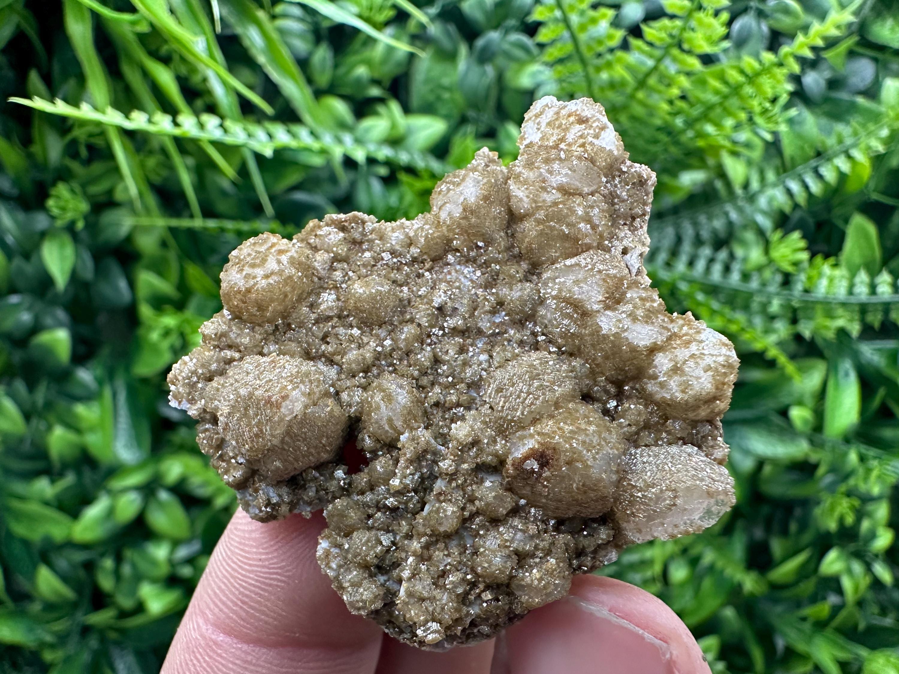 Brown Rhodochrosite on Calcite, Djurcovo Bulgaria, Mineral Specimen