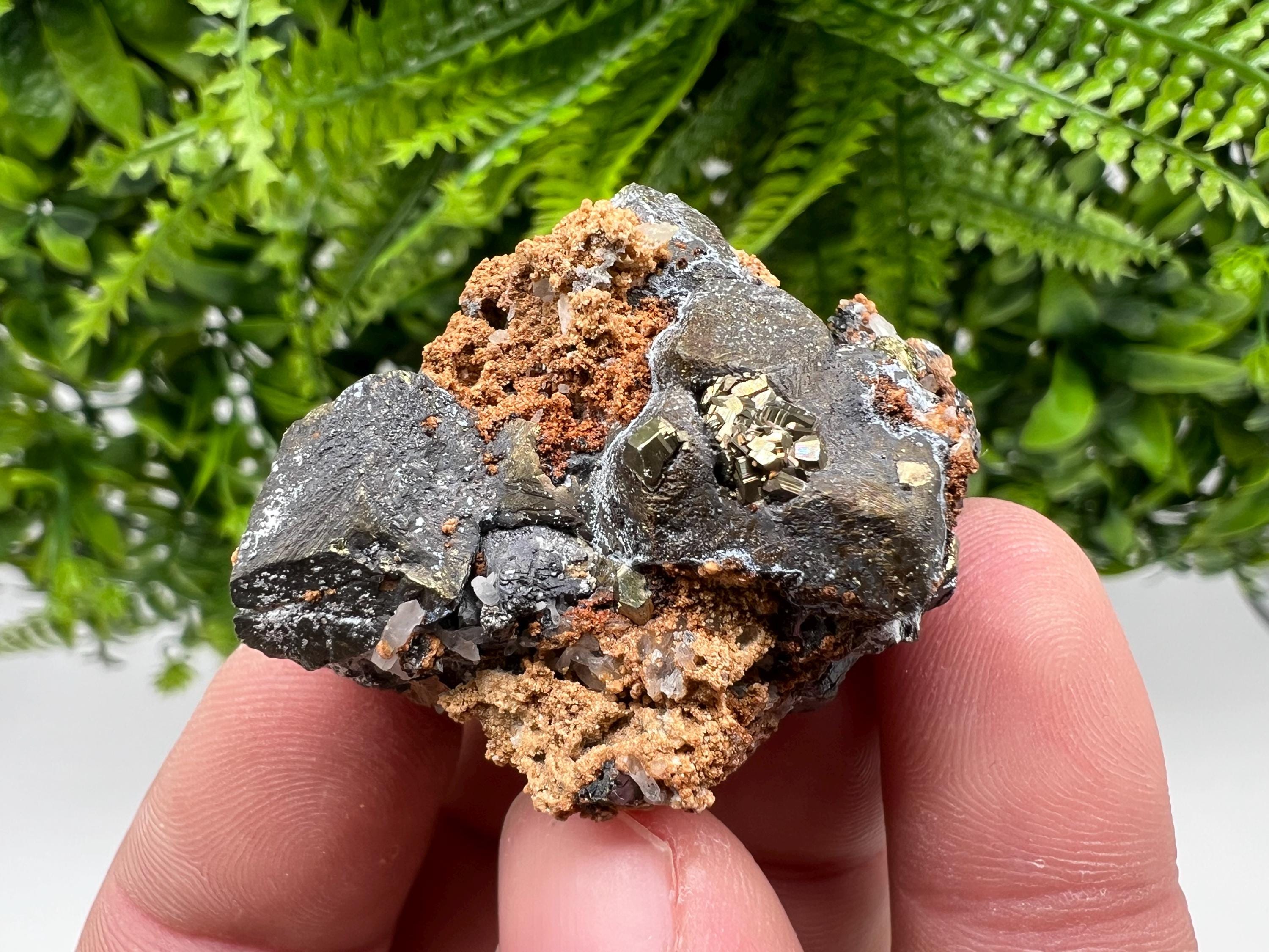 Chalcopyrite with Hematite on Siderite, Bulgaria Mineral Specimen