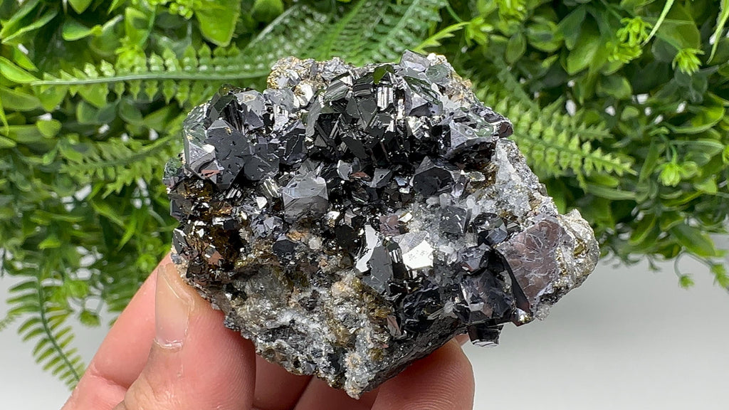 Mirror Galena with Cleiopfane on Chalcedony, Krushev dol Mine, Bulgaria