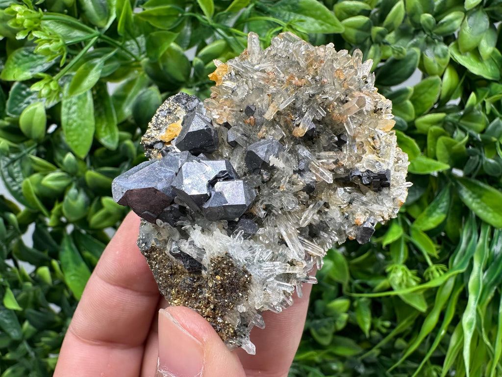 Stunning Shiny Galena,Sphalerite on needle Quartz,from Borieva mine,Bulgaria natural mine Souvenir crystal,collectors speciment,gift,stone