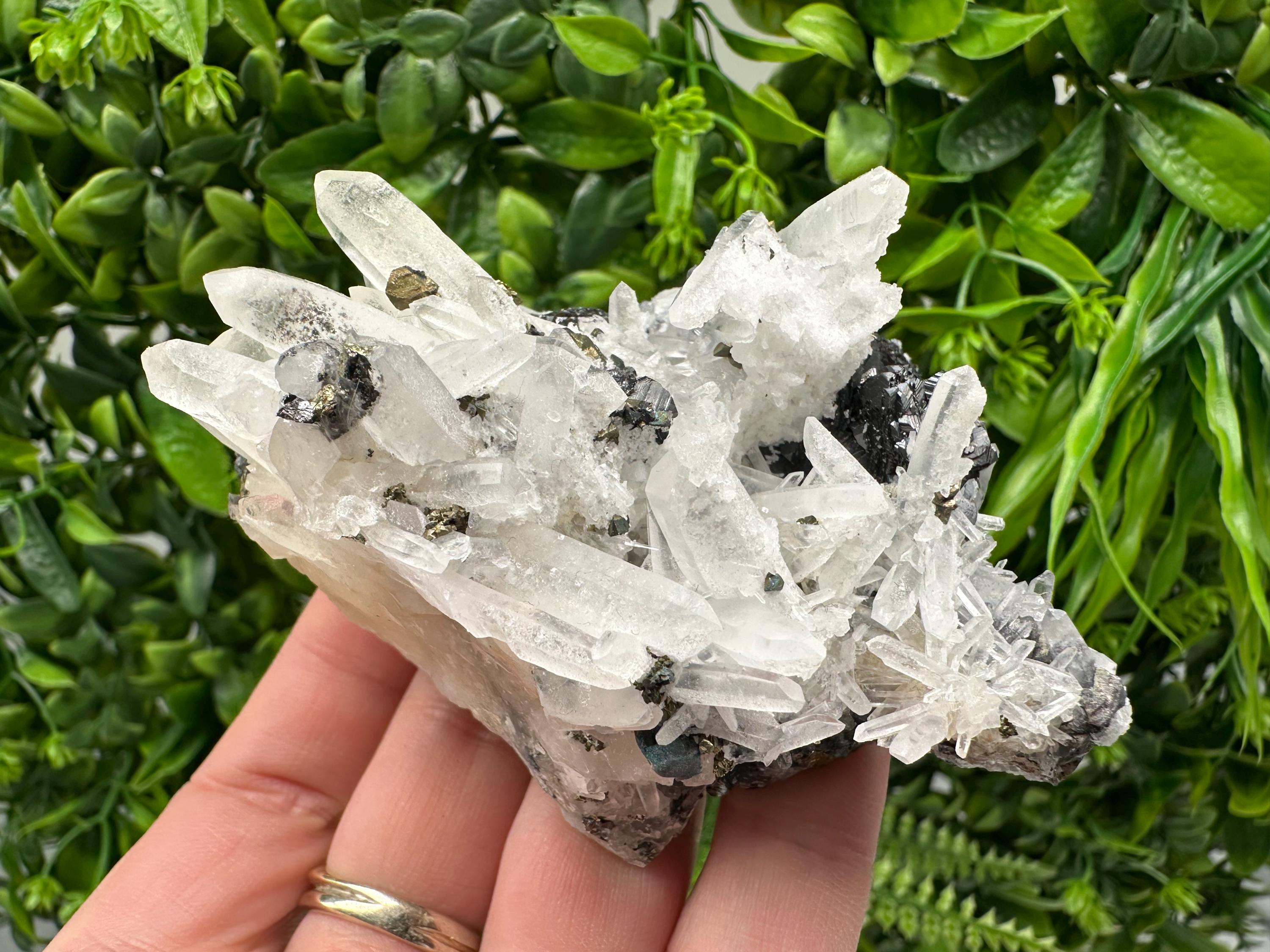 Wonderful Sphalerite Chalcopyrite on  Quartz whit Galena feom 9 th September mine,Bulgaria,natural,collection mineral specimen,gift