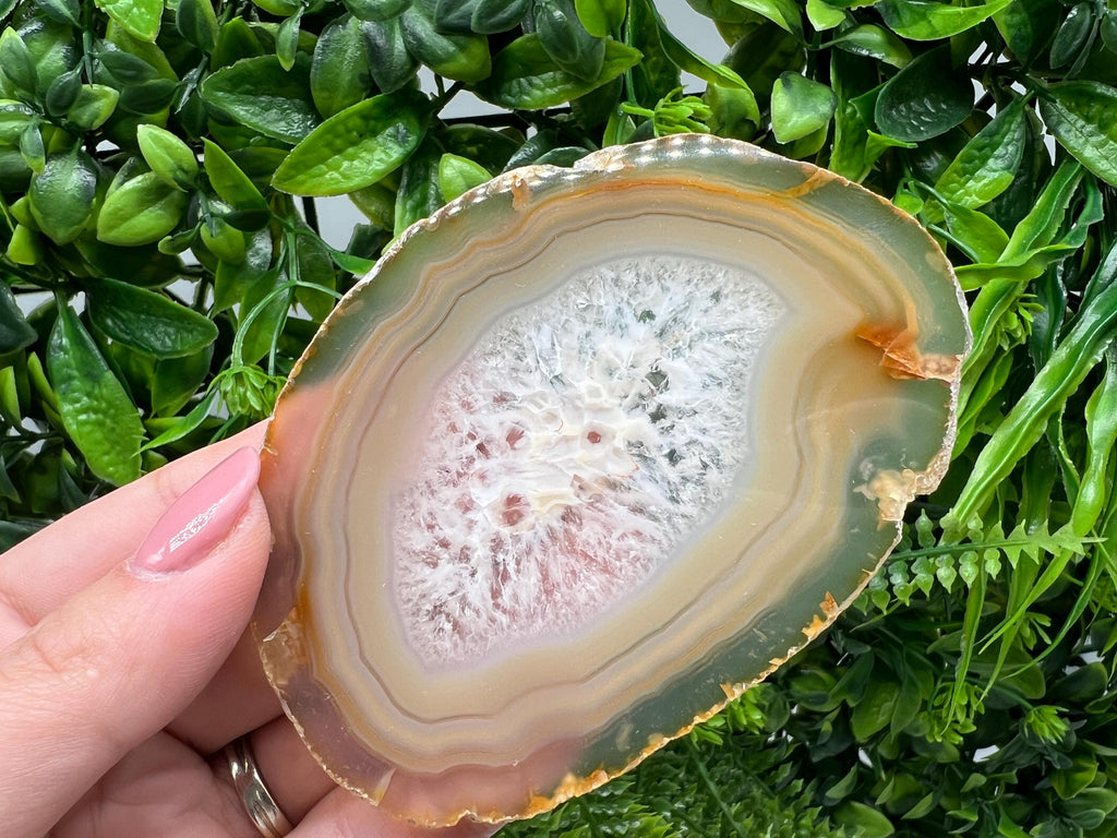 Large Polished Agate Slice: Spiritual Healing Crystal Coaster (11/7.5cm, 68 grams