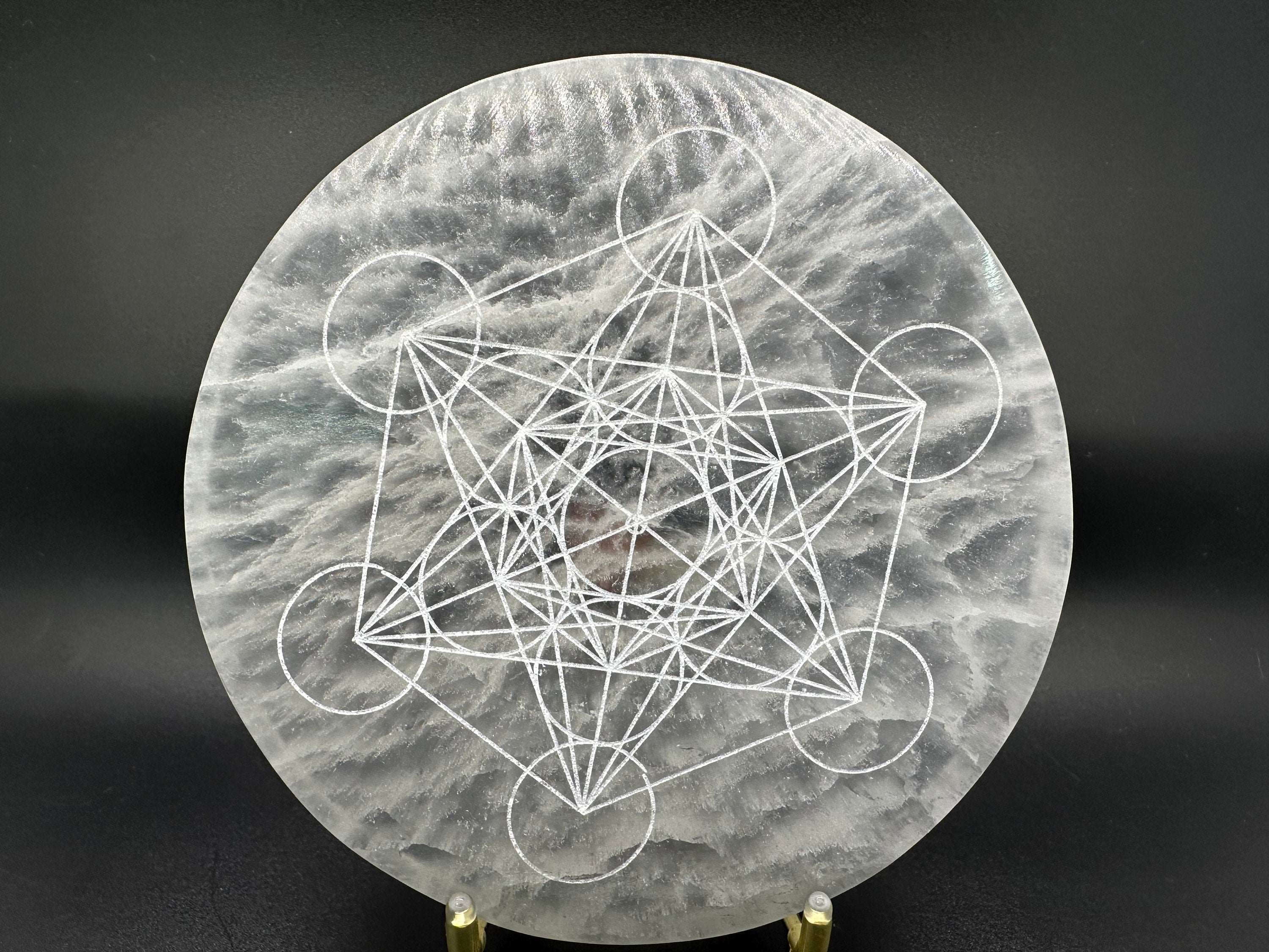 Selenite Charging Plate: Metatron's Cube Sacred Geometry Grid