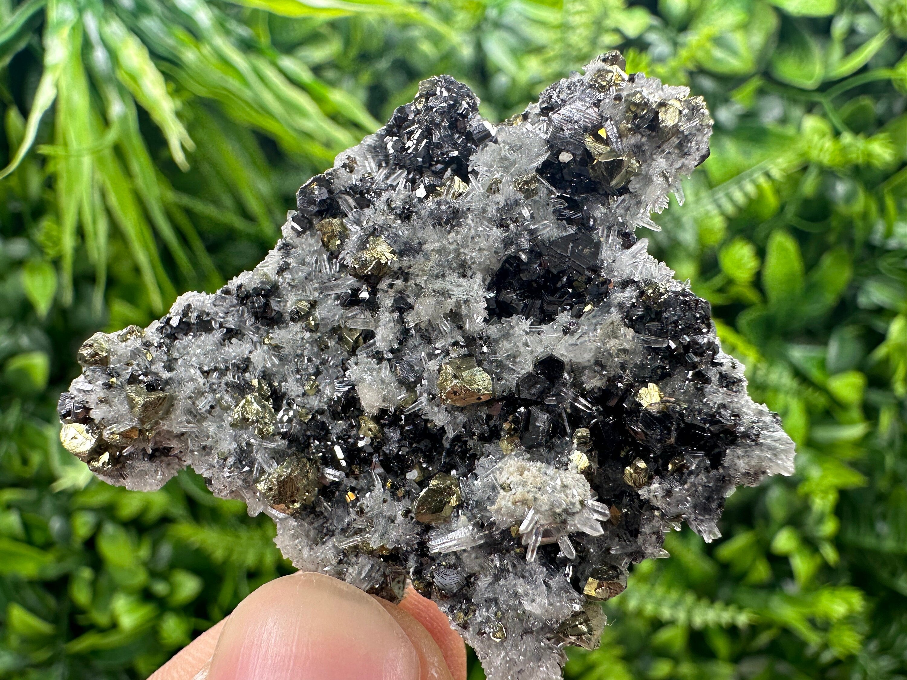 Chalcopyrite Galena Sphalerite on Quartz, Bulgaria Crystal Decor