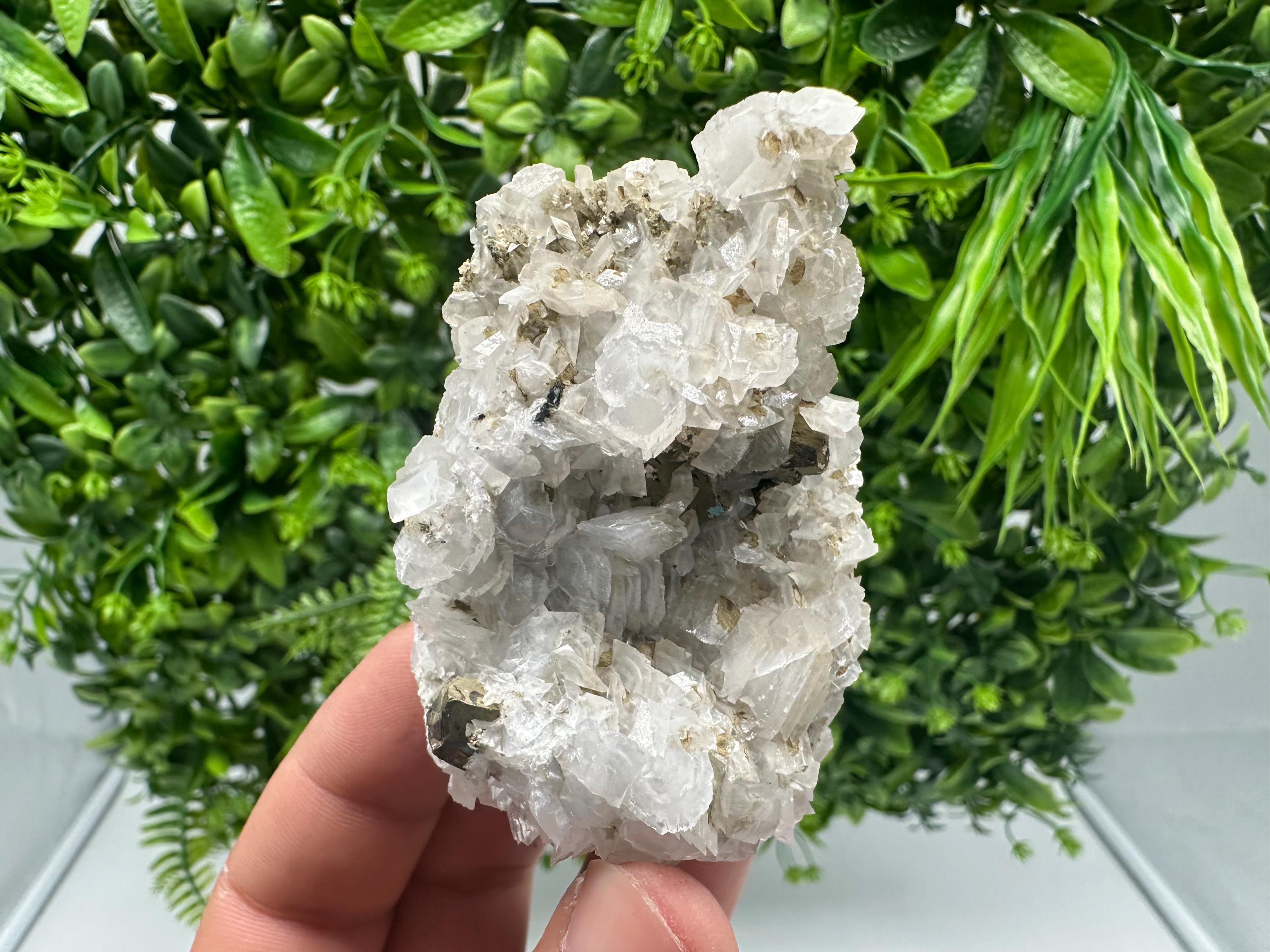 Quartz Crystal with Calcite and Chlorite: Borieva Mine, Bulgaria