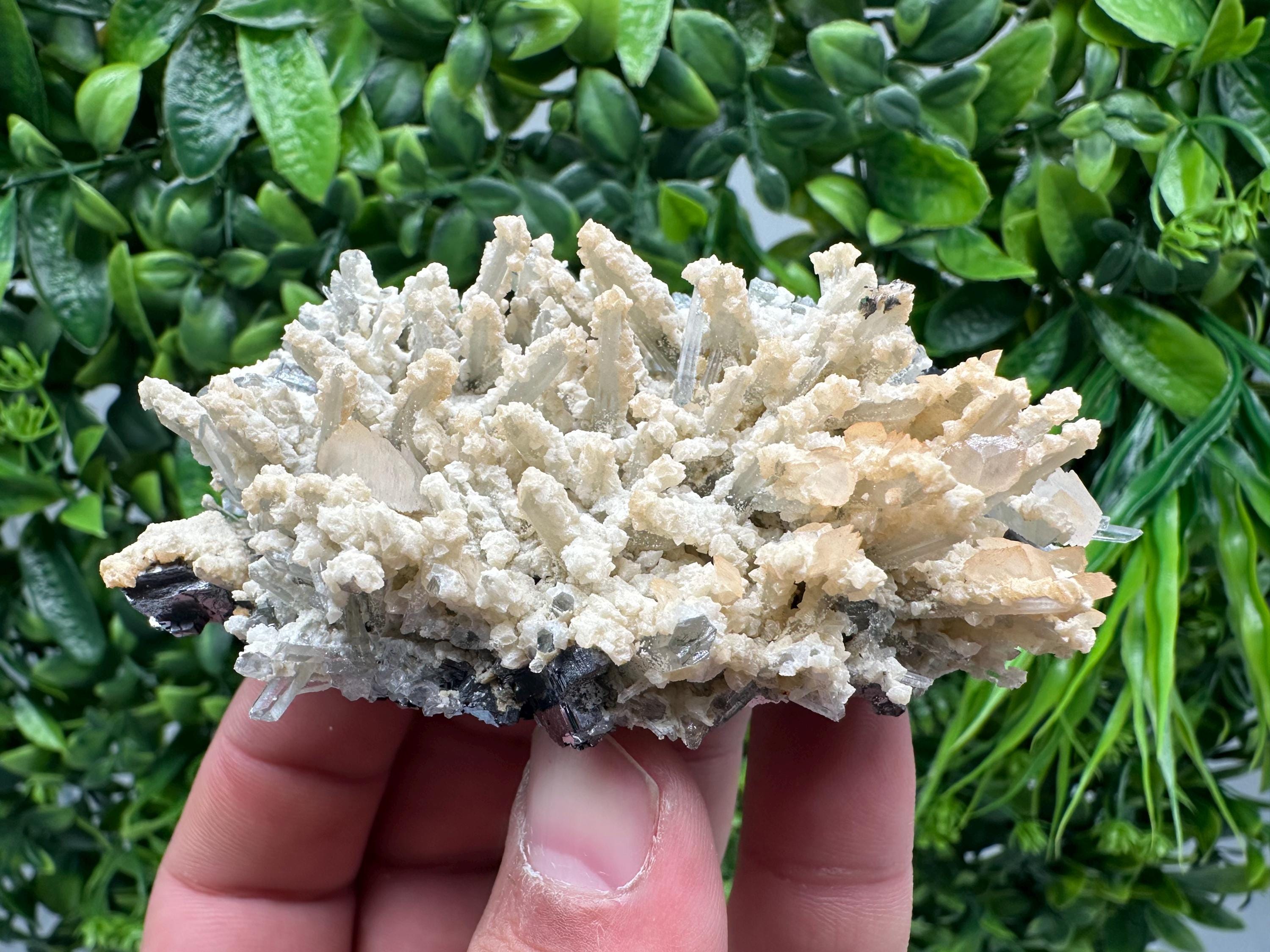 Quartz with Calcite Cluster: Krushev Dol Mine, Bulgaria