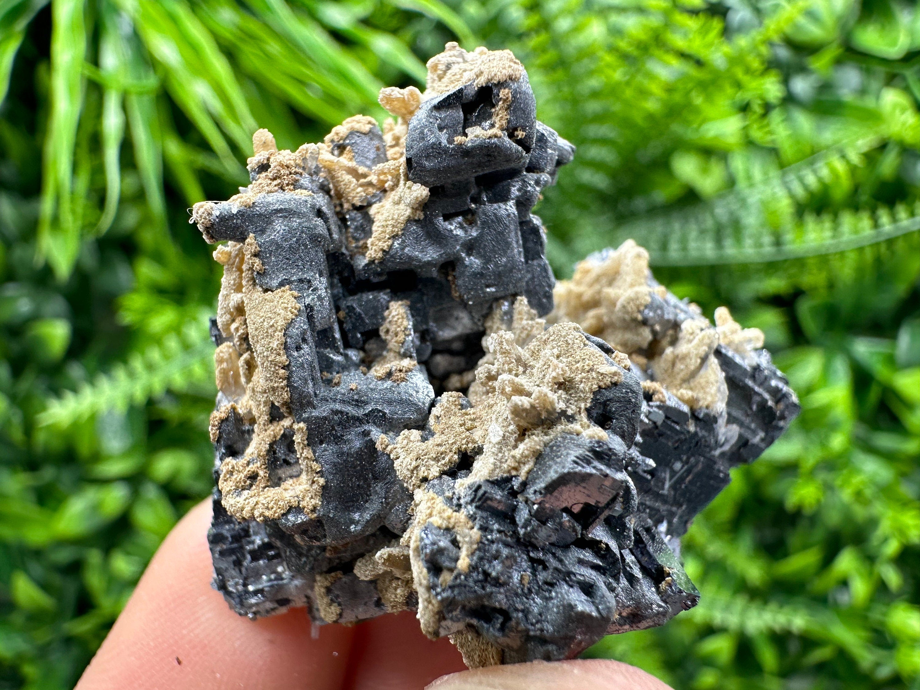 Shiny Galena Cluster with Siderite and Quartz, Bulgaria Mineral Specimen
