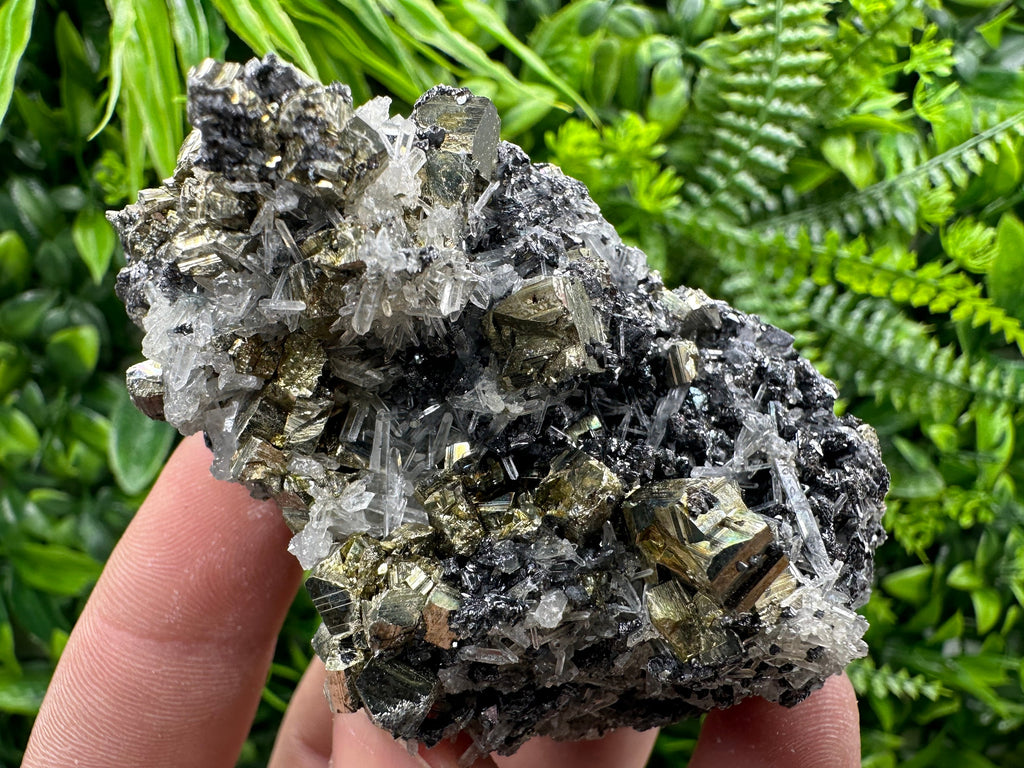 Rainbow Pyrite, Sphalerite and Quartz Mineral Specimen, Borieva Mine