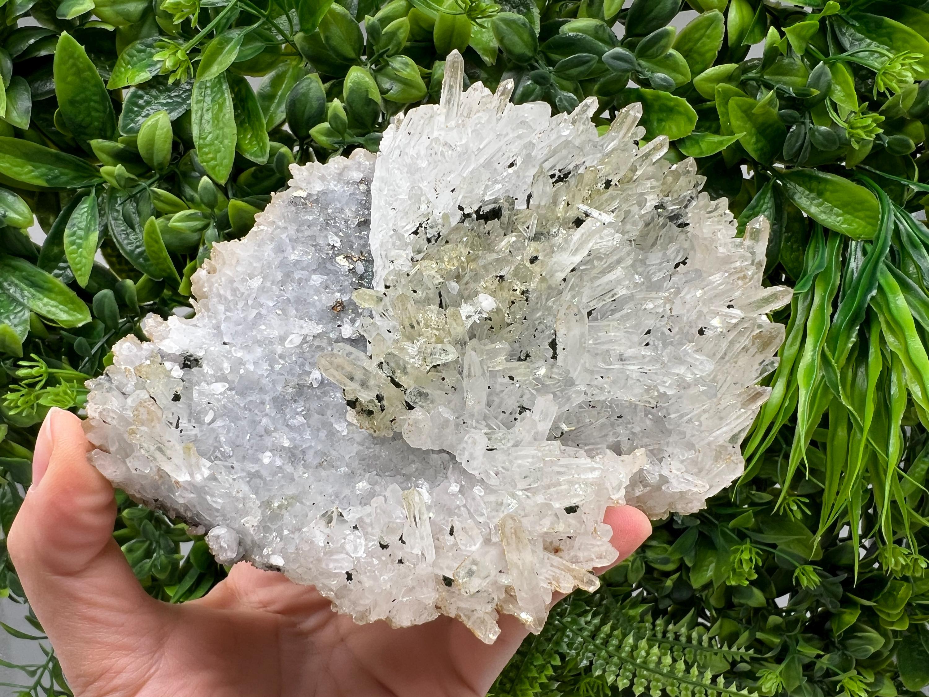 Lovely specimen Green Quartz inclusions Chlorite and Sphalerite/ Natural minerals/ Souvenir crystal gift minerals famous 9th September/Madan