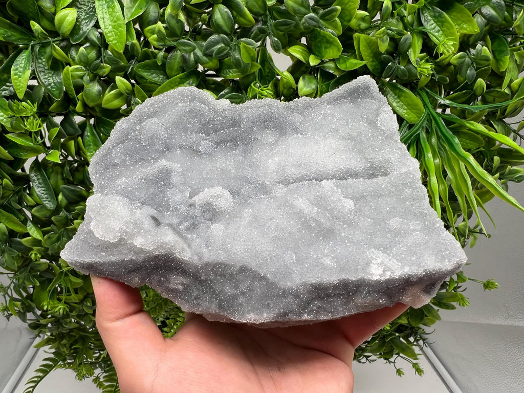 Large Quartz Chalcedony with Chlorite Inclusions: Deep Blue Crystal Decor