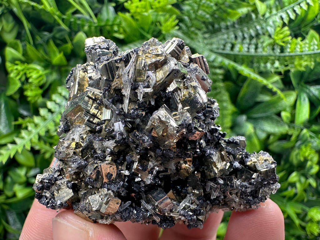 Rainbow Pyrite with Sphalerite and Quartz, Borieva Mine Mineral Specimen