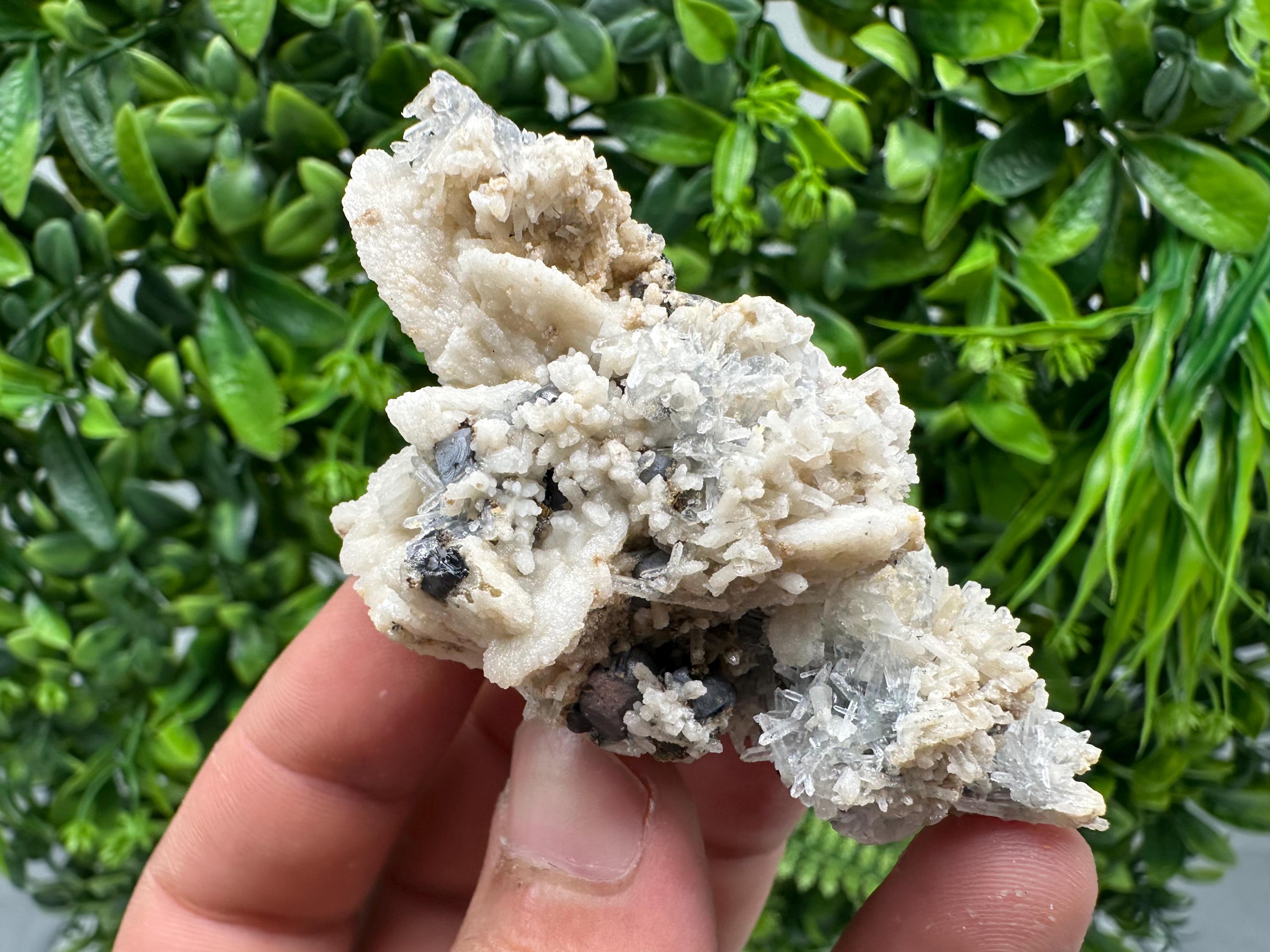 Calcite Galena Quartz Mineral Specimen, Madan Bulgaria Crystal Decor