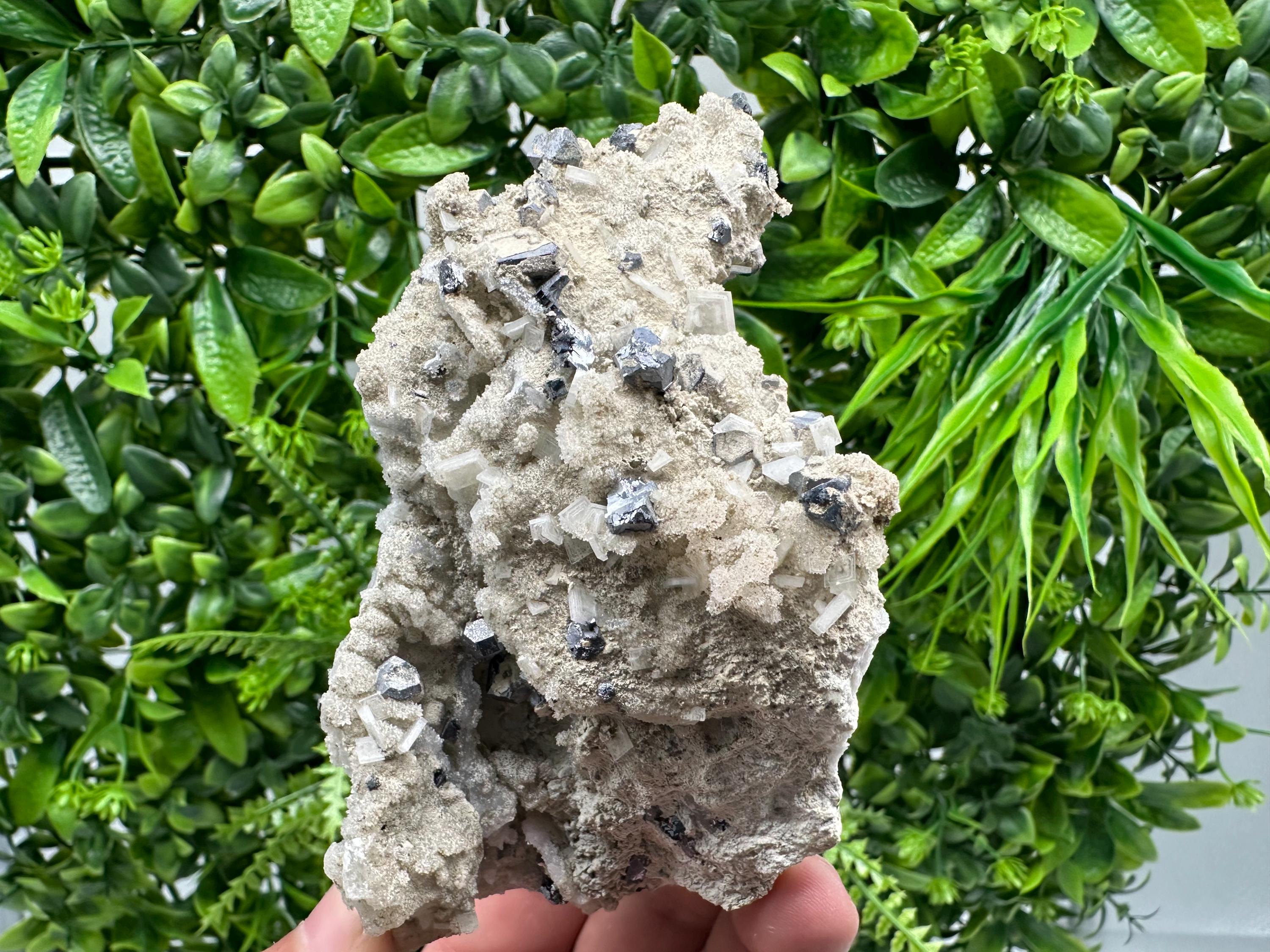 Galena Barite on Chalcedony Mineral Specimen, Bulgaria