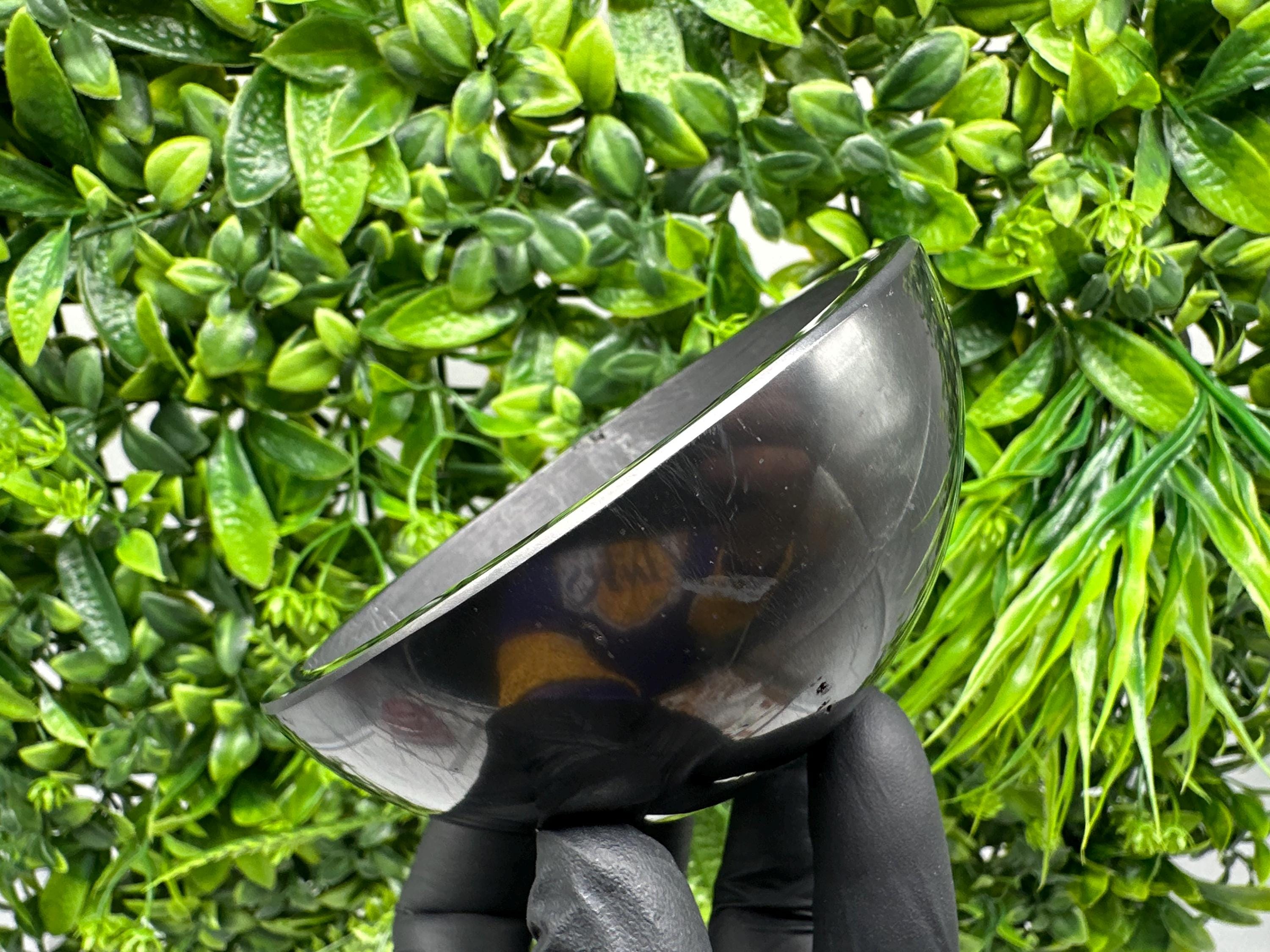 Polished Shungite Bowl 100mm: EMF Protection, Chakra Stone