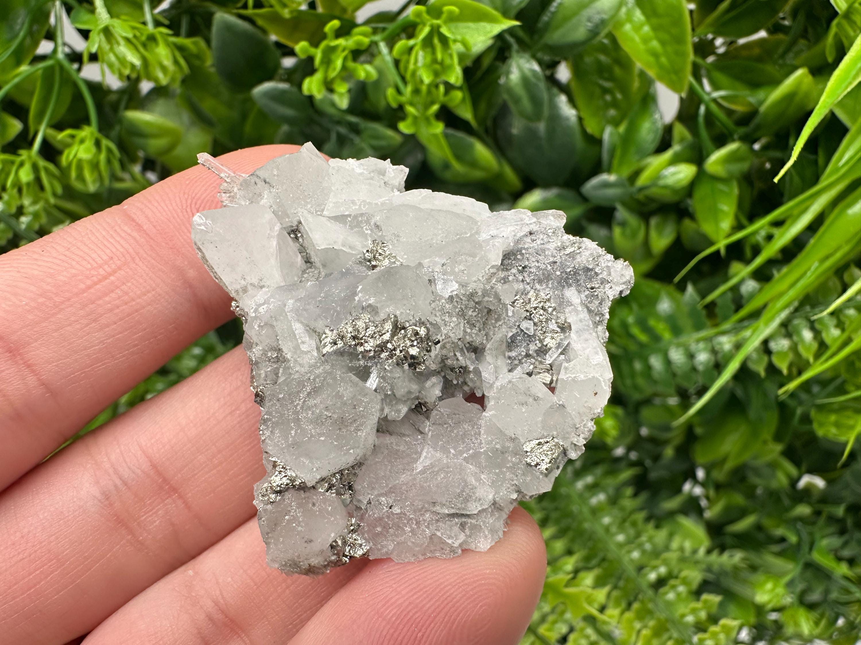 Pyrite on Green Quartz Mineral Specimen, Bulgaria Home Decor Stone