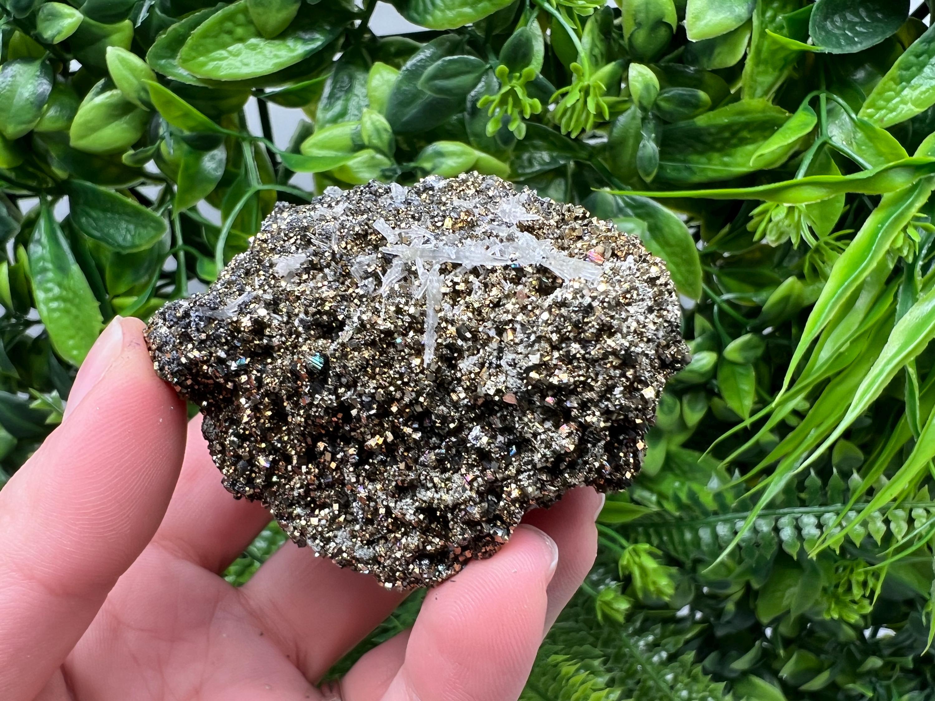 Pyrite on Green Quartz Mineral Specimen, Bulgaria