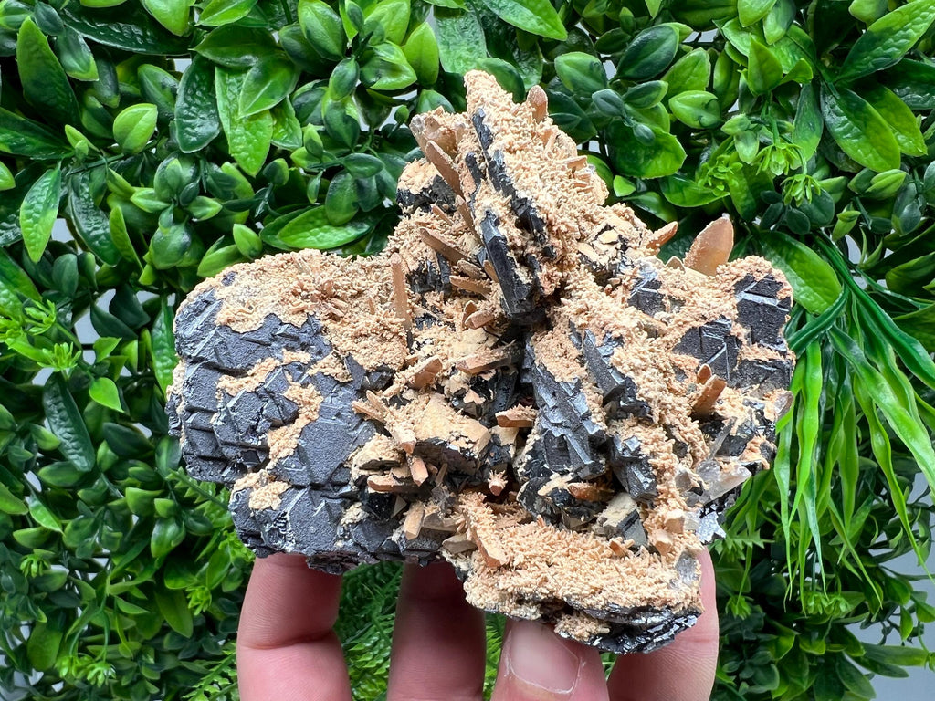 Spinel Law Galena with Quartz and Calcite Mineral Specimen