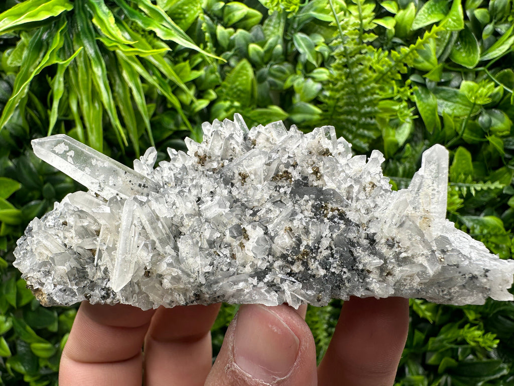 Pyrite on Quartz with Calcite, Borieva Mine Crystal Specimen