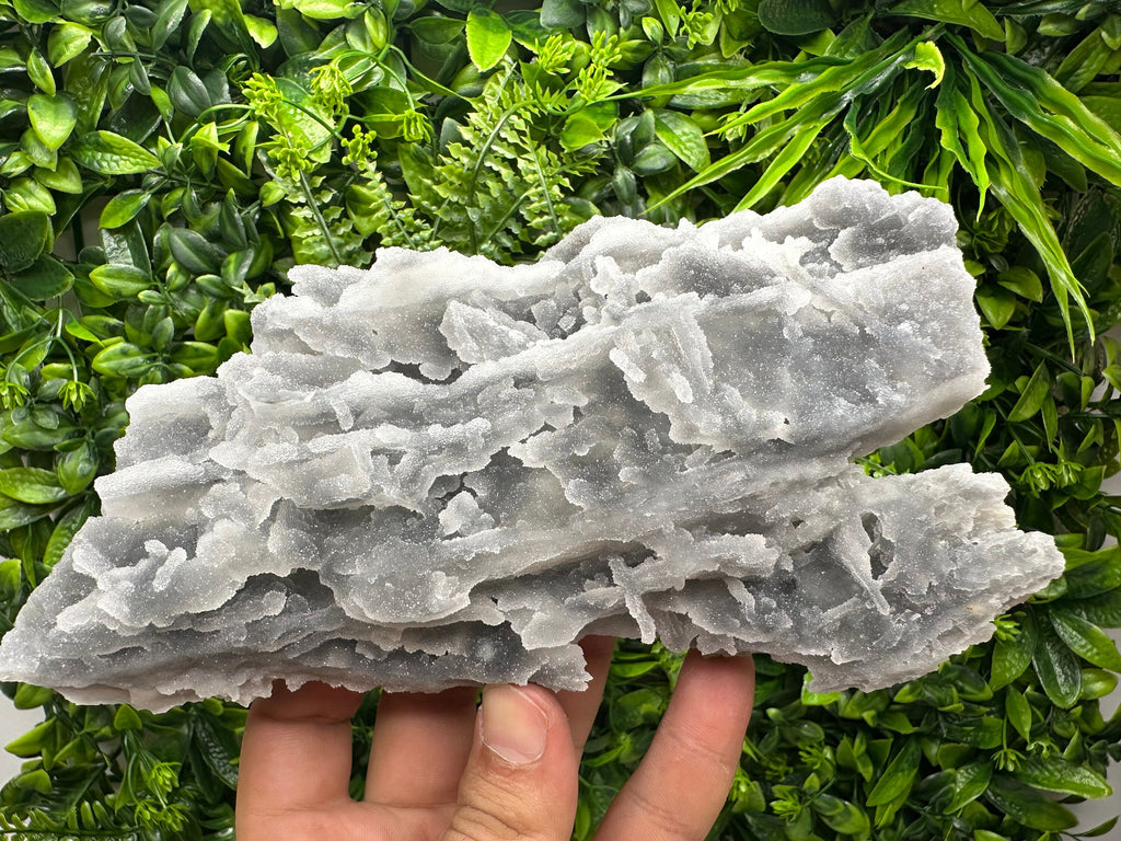 Blue Chalcedony Quartz with Chlorite Inclusions, Bulgaria Crystal Decor Stone