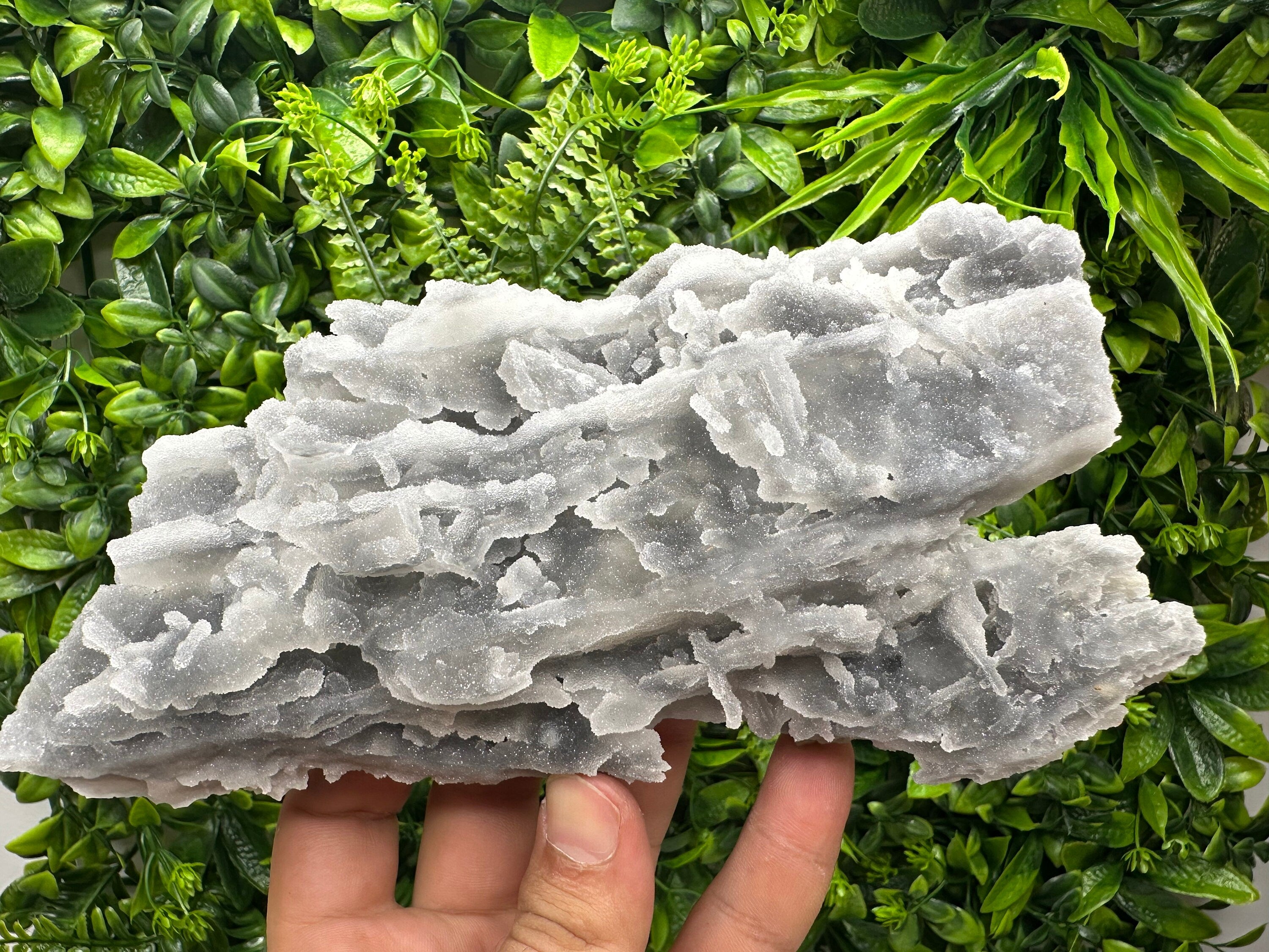 Blue Chalcedony Quartz with Chlorite Inclusions, Bulgaria Crystal Decor Stone