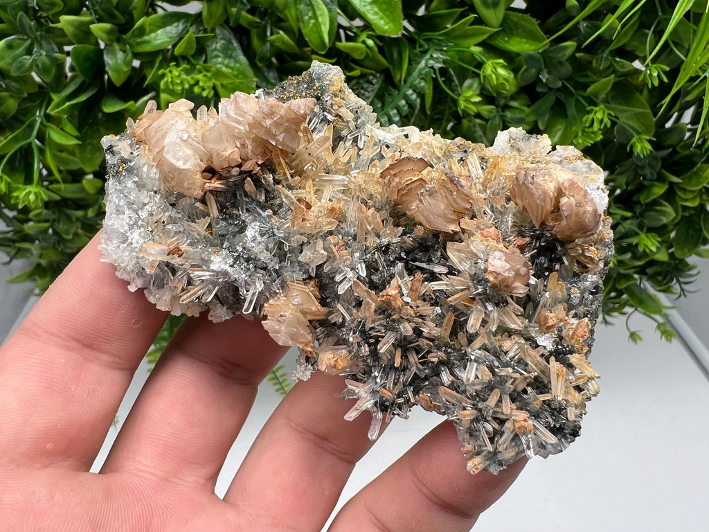 Wonderful Calcite on Quartz white Sphalerite, from Borieva mine,Bulgaria,natural,collection mineral specimen,Home decor crystal,gift,healing