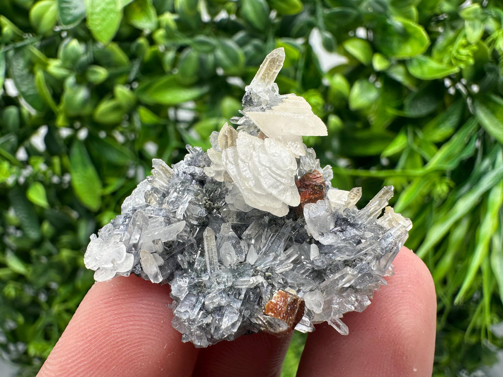 Quartz with Calcite and Chlorite: Borieva Mine Crystal Souvenir