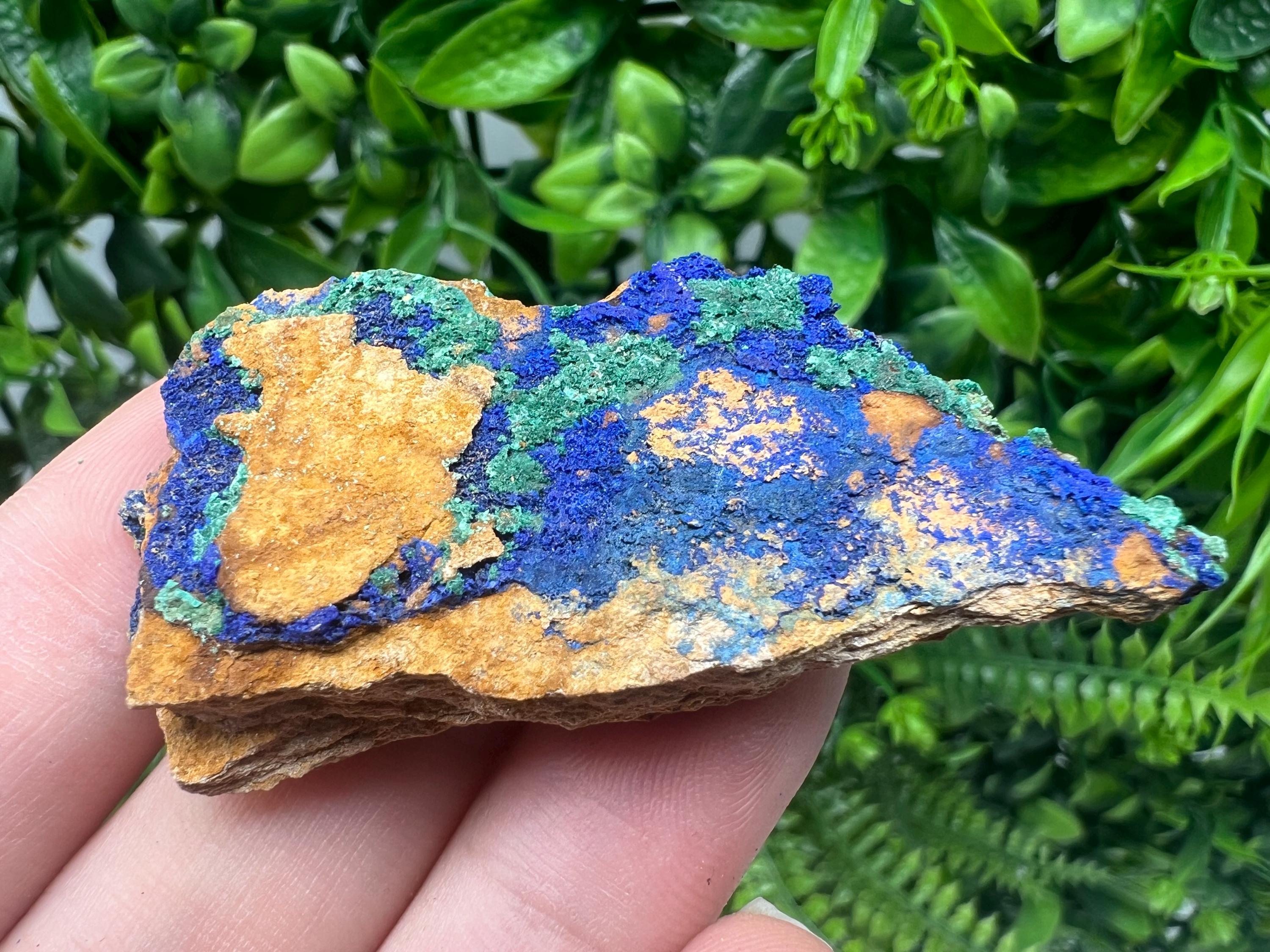 Azurite Malachite Mineral Specimen: Moroccan Blue-Green Crystal, Collector Stone