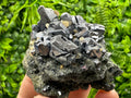 Galena with Calcite on Needle Quartz, Borieva Mine Mineral Specimen