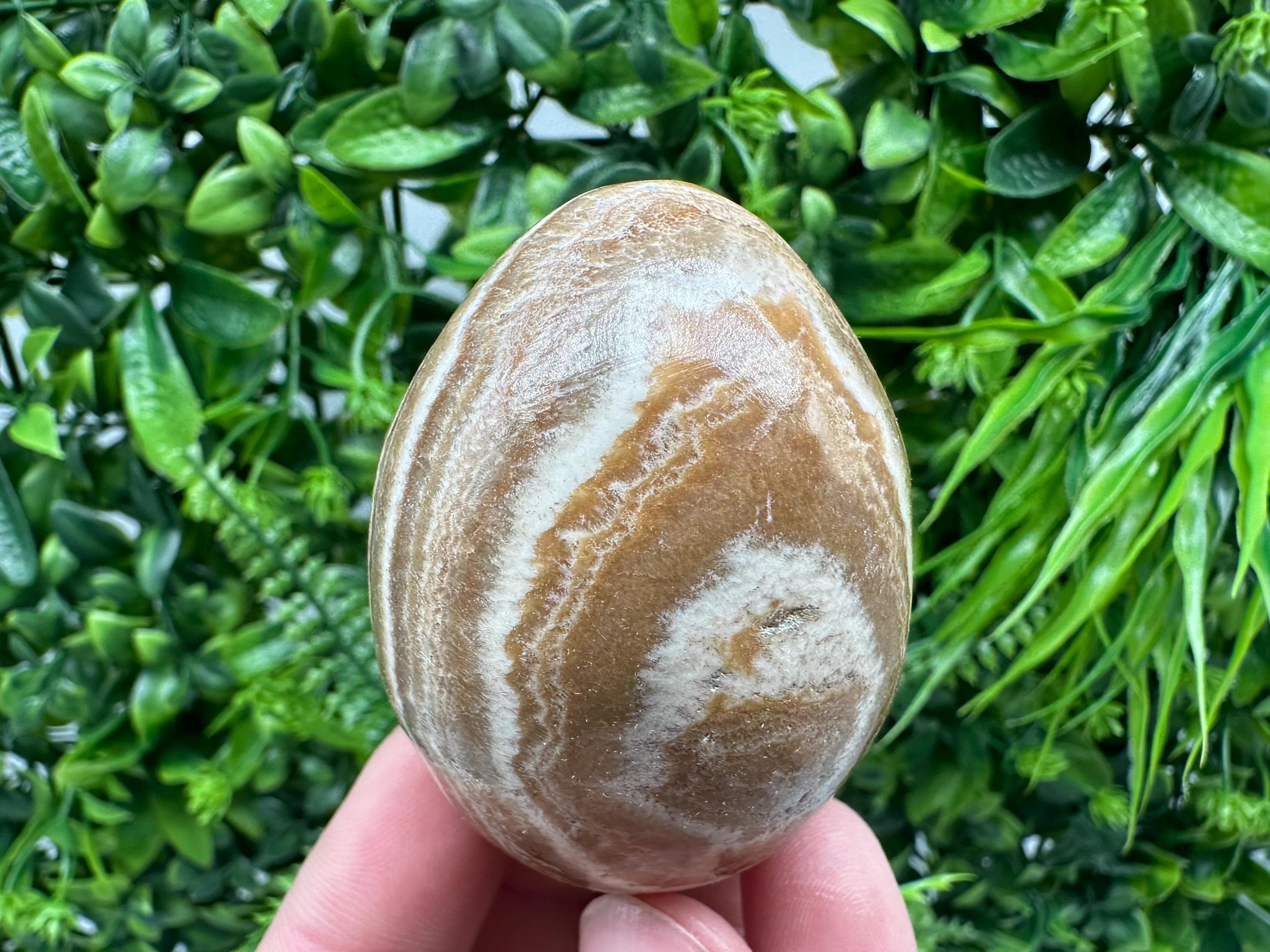 Polished Aragonite Stone Egg: Handmade Home Decor, Healing Crystal
