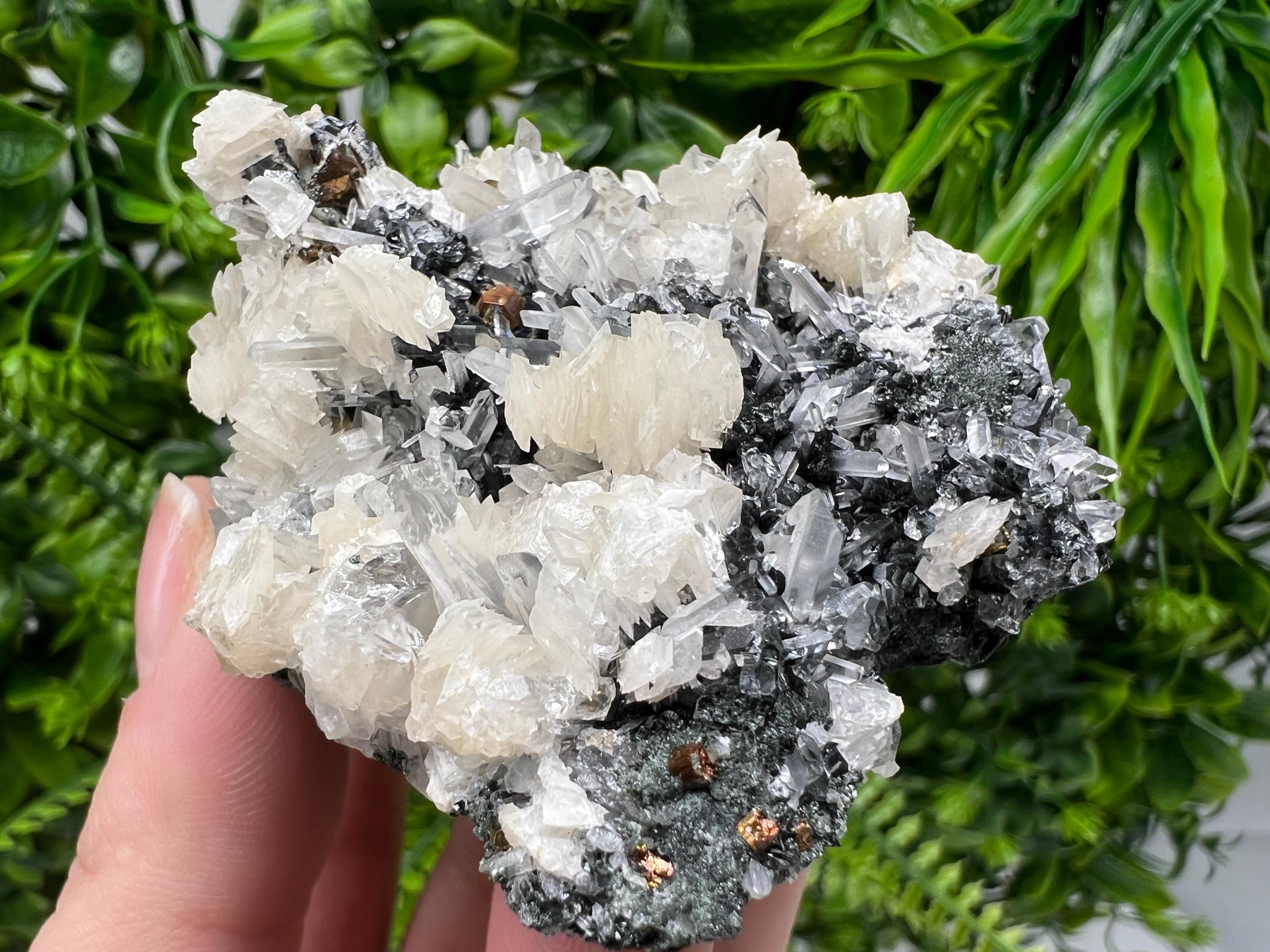 Calcite on Quartz Specimen: Borieva Mine, Bulgaria