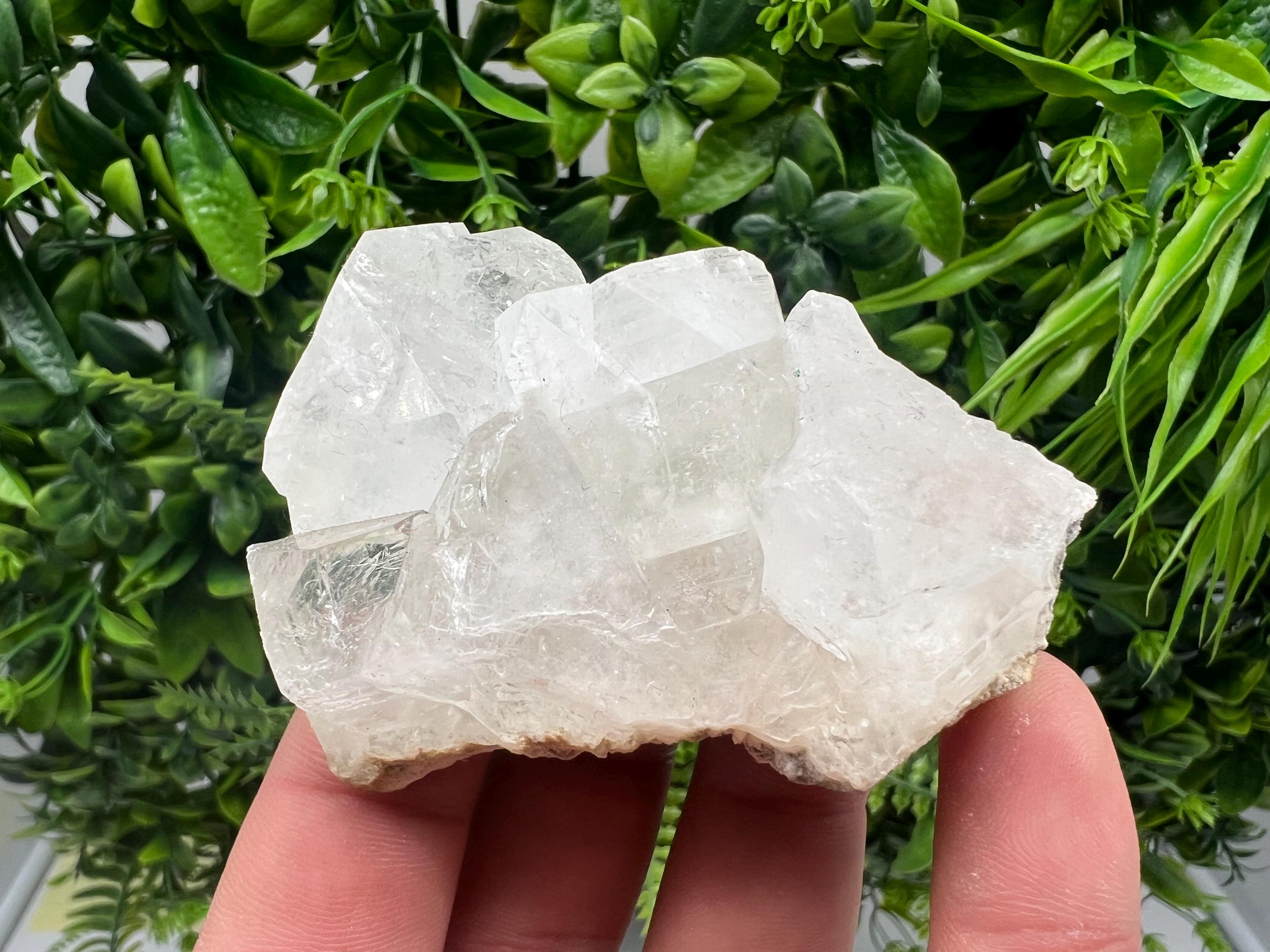 Apophyllite on Chalcedony Specimen: Transparent Crystal, India Minerals