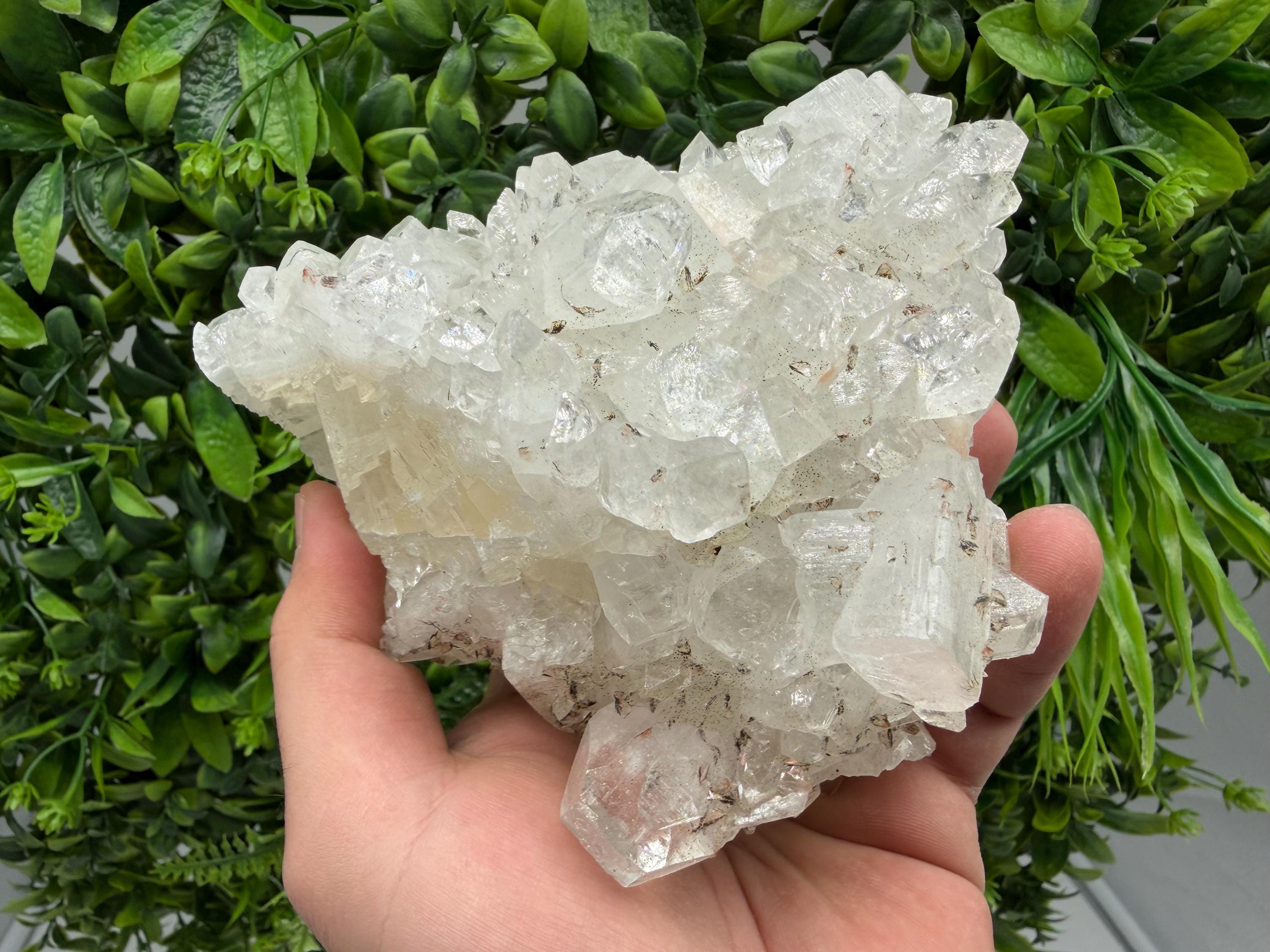 Apophyllite on Chalcedony Specimen: Transparent Crystal, India Minerals