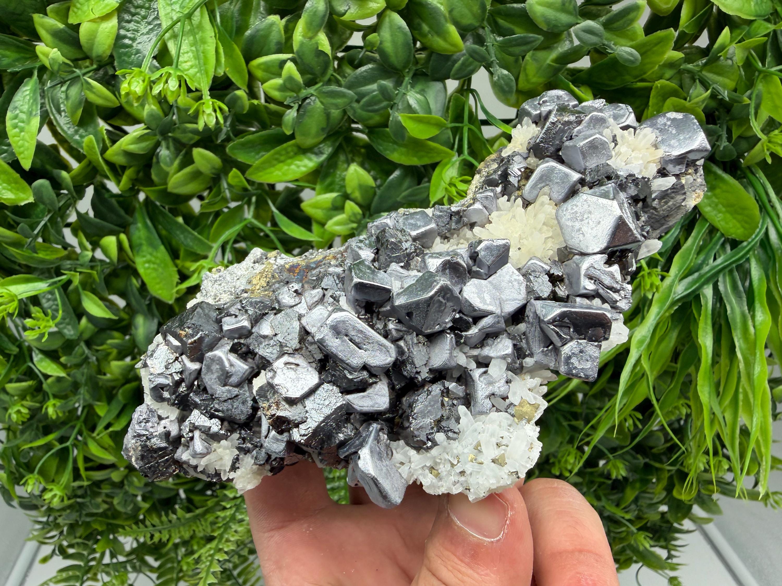 Aesthetic Natural shiny Galena whit Siderite and Quartz from 9 th September mine,Bulgaria,collection specimen,rare galena,Galena cluster
