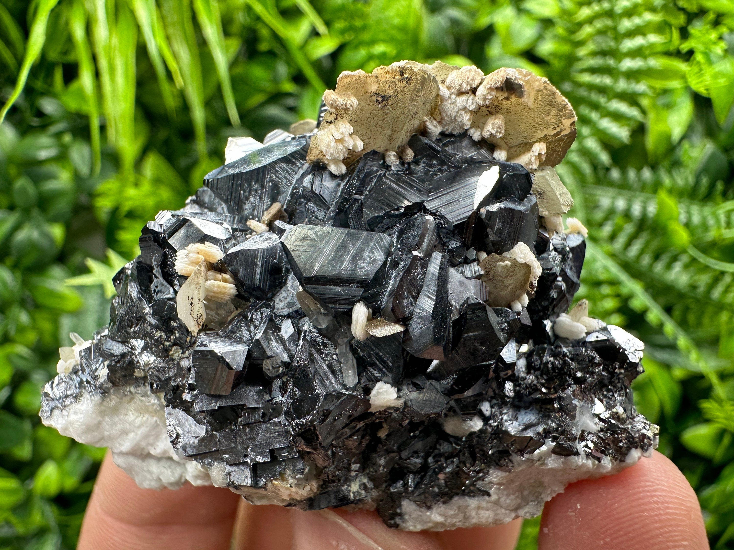 Calcite with Chlorite on Sphalerite, Borieva Mine Mineral Specimen