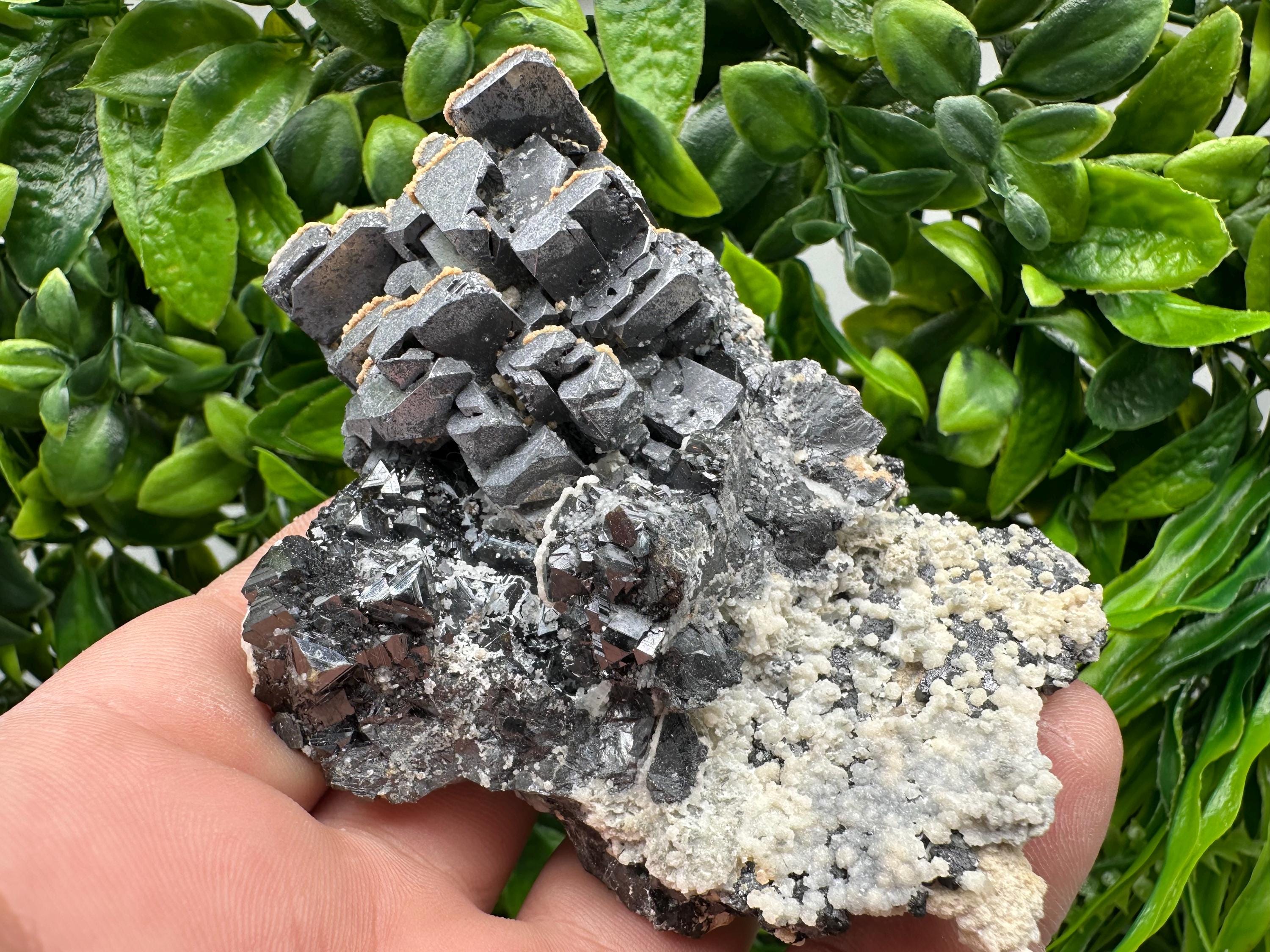 Skeletal Galena with Sphalerite and Calcite - Madan, Bulgaria
