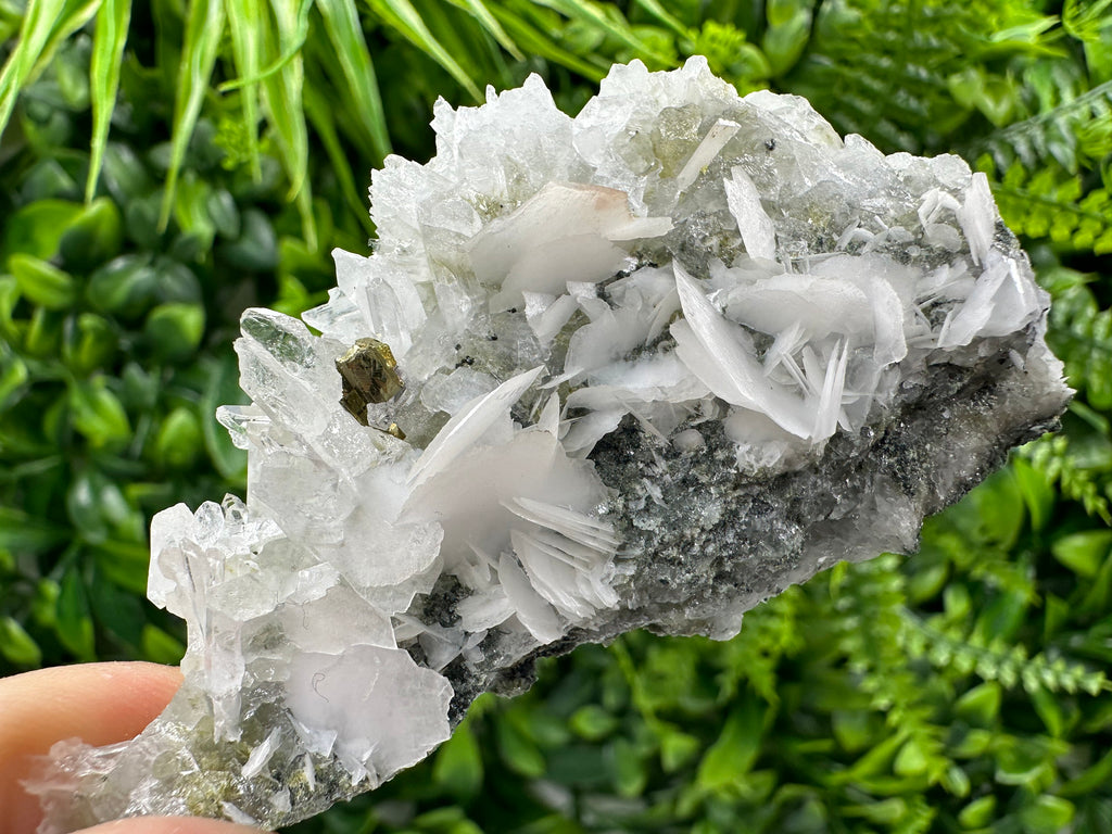 Calcite on Quartz Crystal: Borieva Mine, Bulgaria (7/4.5/2cm)