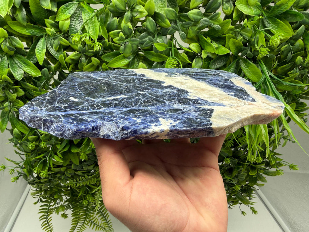 Polished Sodalite Slice – Natural Blue Crystal Slab, Home Decor Accent