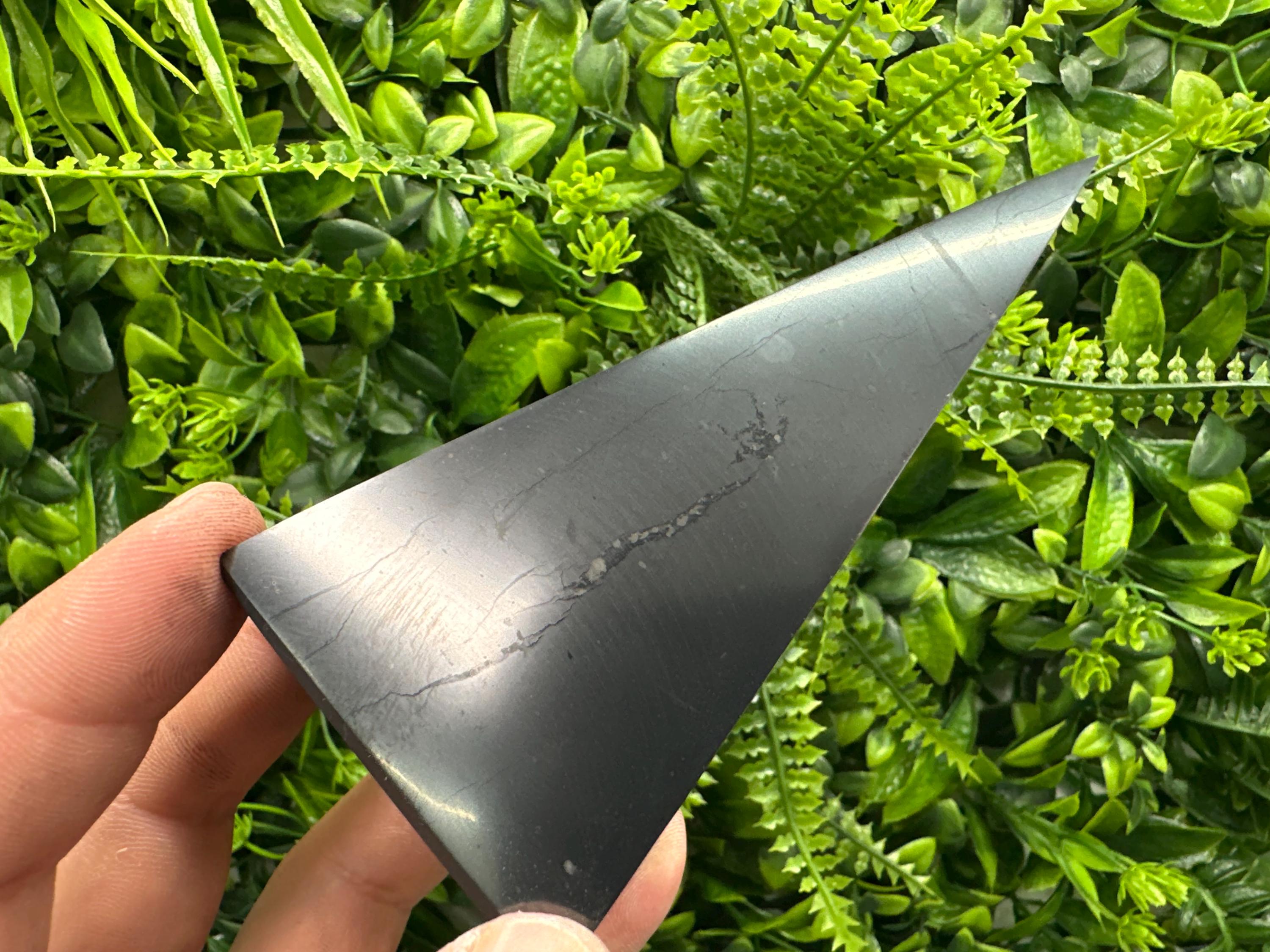 Shungite Crystal Pyramid (10cm): EMF & 5G Protection, Healing Stone