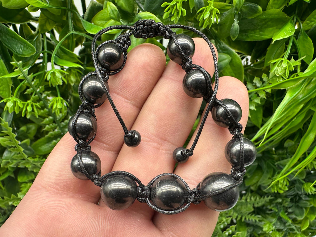 Braided Shungite Bracelet: Adjustable Tie, Men's Stone Jewelry